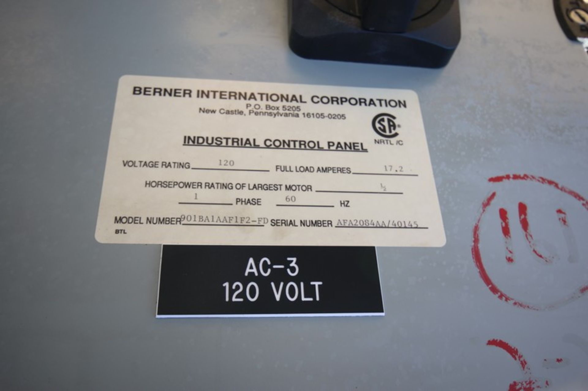 Berner INT. 87" L Air Curtain, Model 901BA1AAF1F2-FD, SN AFA2084AA/40145, 120V (INV#103018) (Located - Image 3 of 3