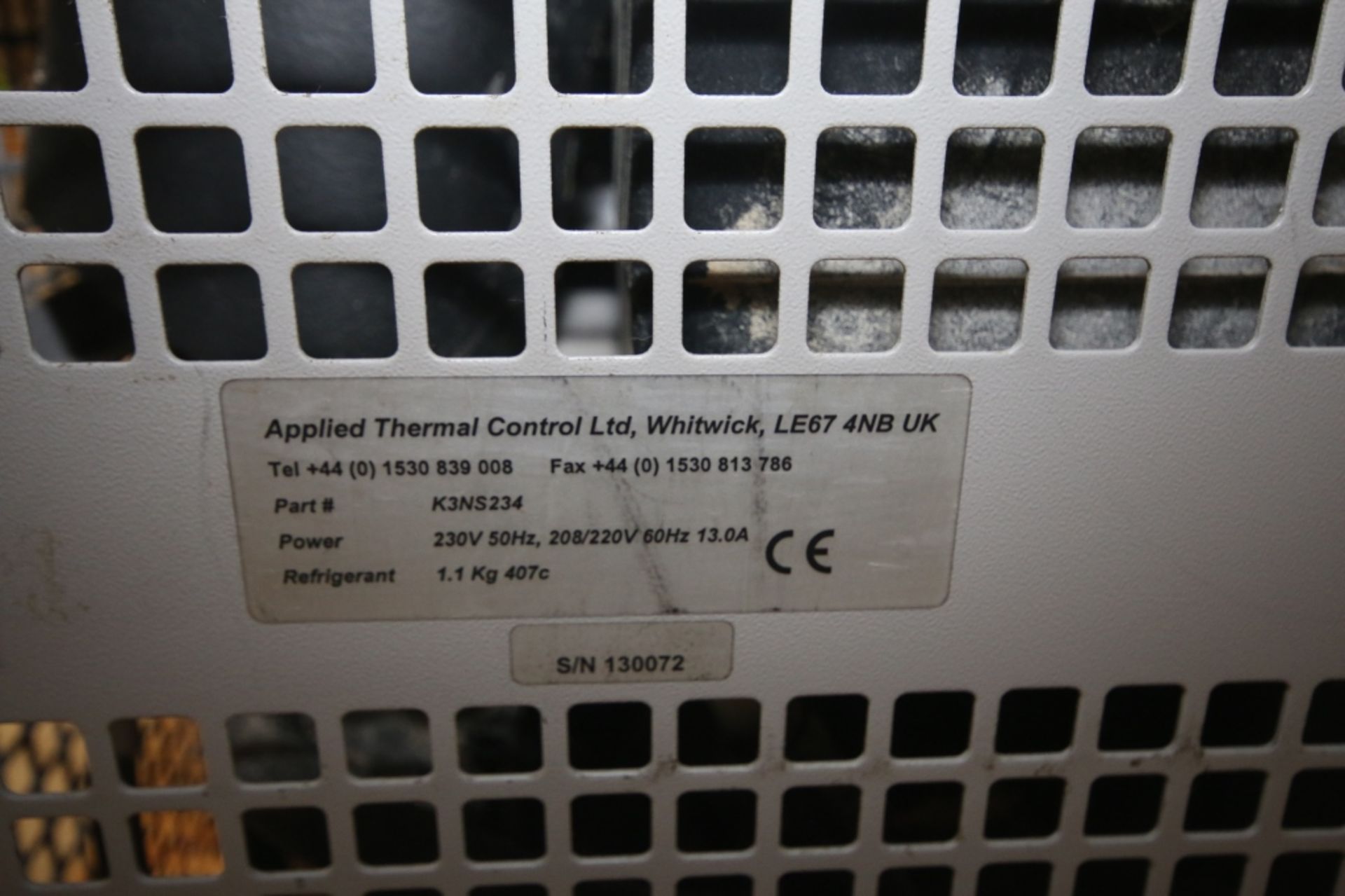 Applied Thermal Chiller, Part No. K3NS234, SN 130072, 407C Refrigerant, 230V, 208/220V (INV# - Image 4 of 4