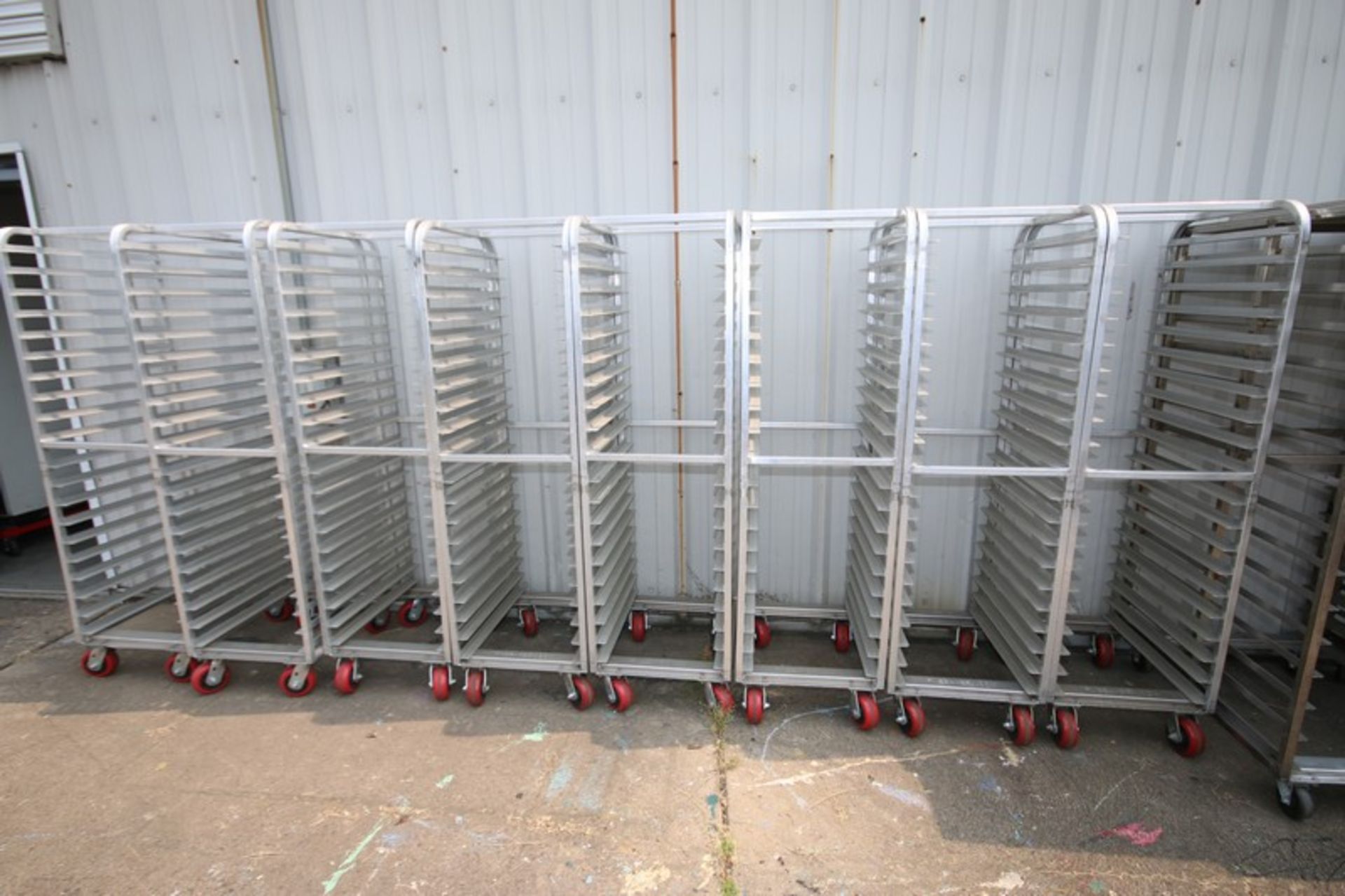 Lot of (9) FME 20" W x 26" D x 70" H Aluminum Bakery Racks, with 20 Position 18" W x 25" L - Image 5 of 5