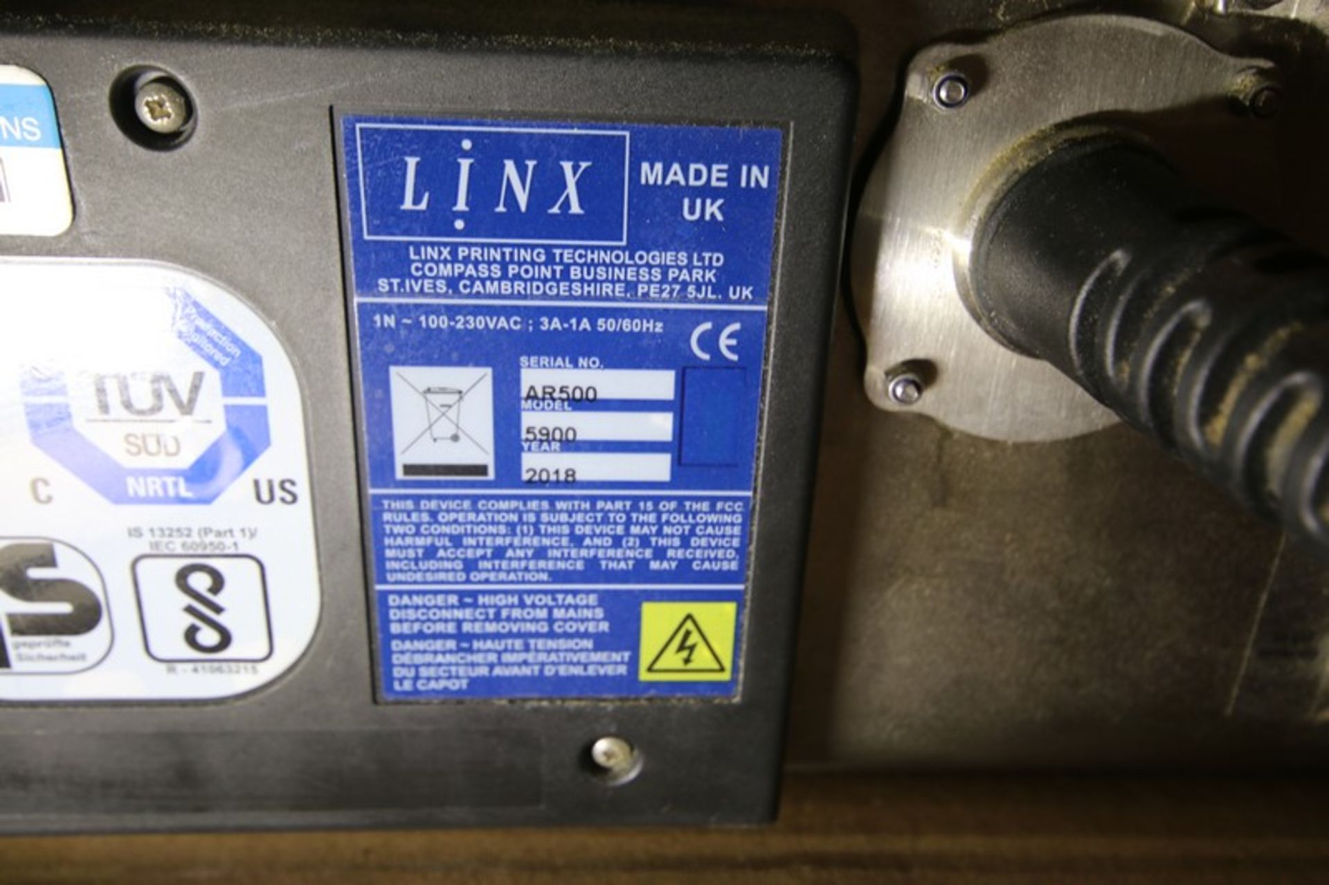 Linx Ink Jet Coder, Model 5900, SN AR500, with (1) Head (INV#101684) (Located @ the MDG Auction - Image 4 of 4