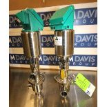 Lot of (2) Tri Clover 1.5" 3-Way Long Stem S/S Air Valves, Models 761TR-21M-10S- 1 1/2 - 316L &