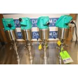 Lot of (4) Tri Clover 1.5" 2-Way S/S Air Valves, Model 761, Clamp Type, with Think Tops (INV#
