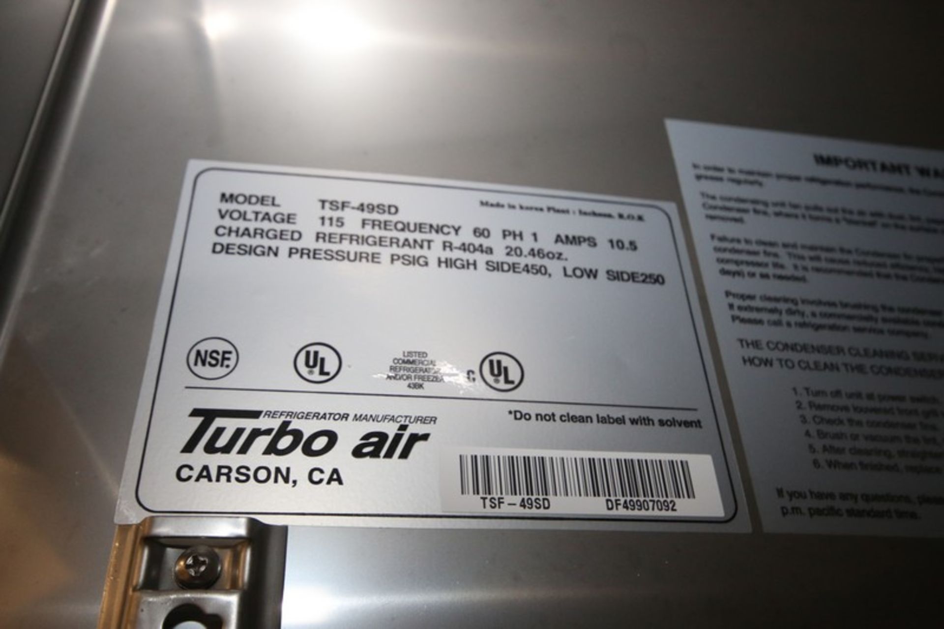 Turbo Air 2-Door S/S Freezer, Model TSF-49SD, SN DF49907092, with (4) S/S Shelves (INV#96722) ( - Image 4 of 8
