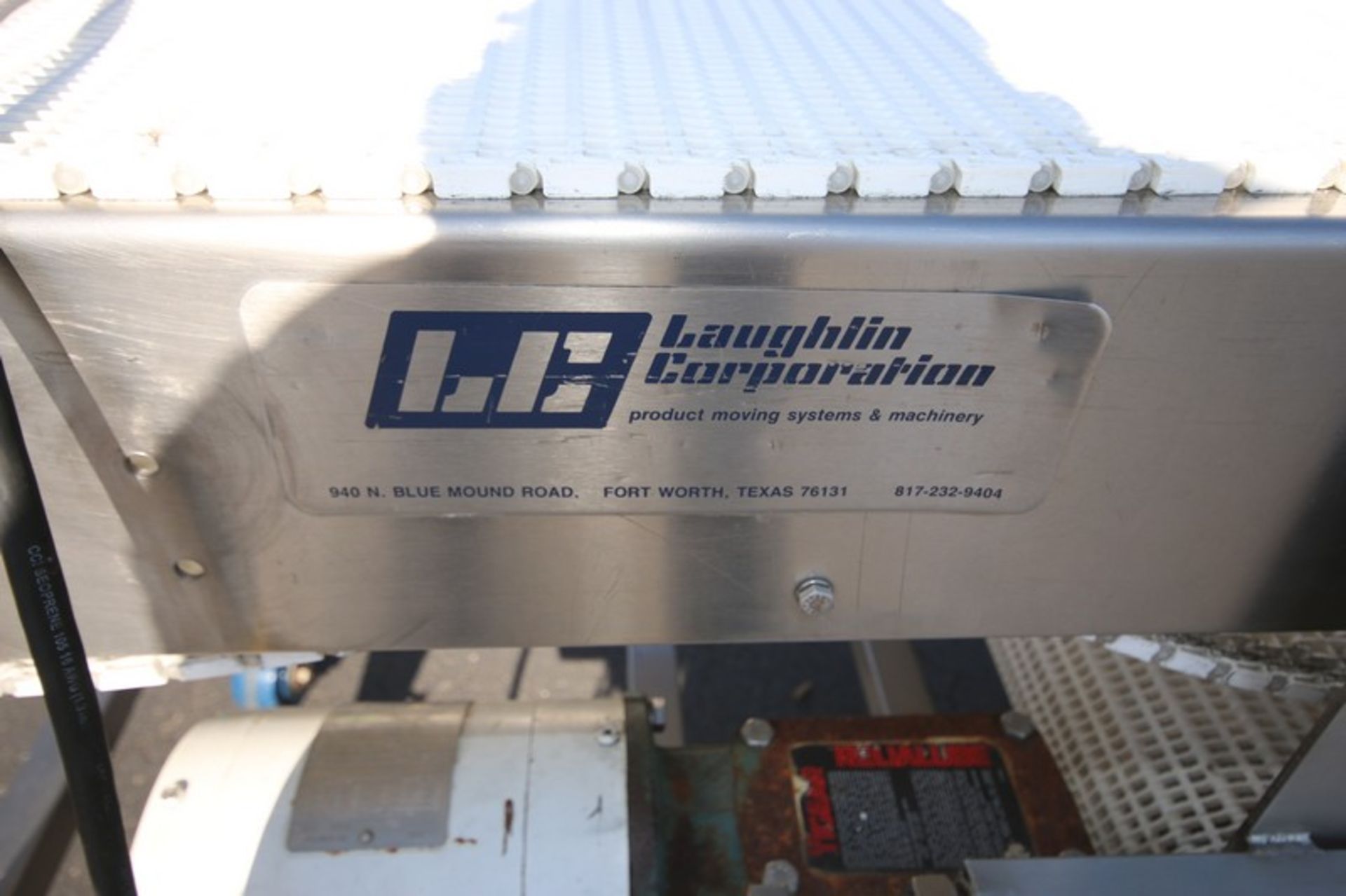 Laughlin Corp / Dawn 92" L x 33" H S/S Portable Belt Conveyor with 22" W Intralox Type Plastic Belt, - Image 7 of 7