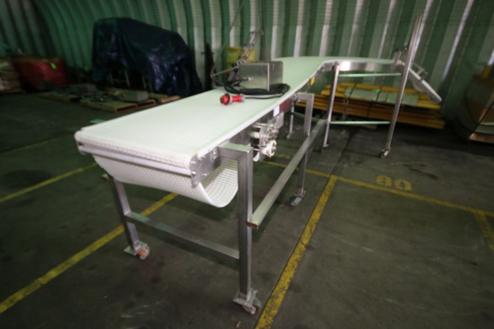 Dawn Aprox 16 ft L Portable S/S Belt Conveyor with 23" W Intralox Type Plastic Chain, 42" to 50" H - Image 2 of 9