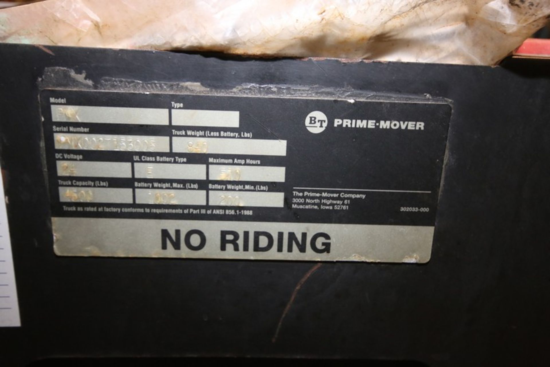 Prime Mover 4,500 lbs. 24V Electric Pallet Jack, Model PMX, PMX0027153005, with Self Contained - Image 4 of 4
