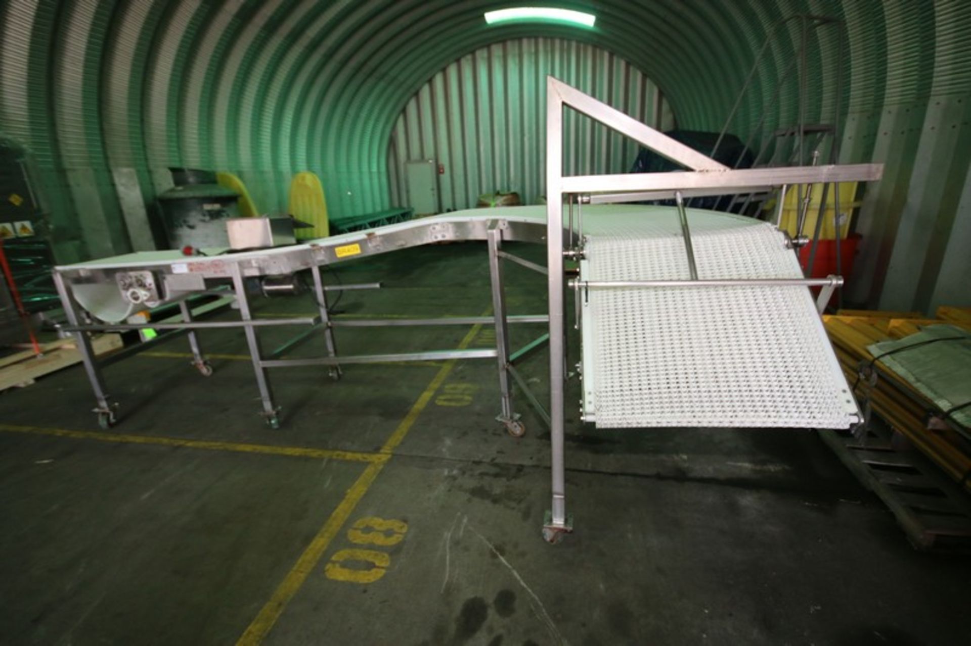 Dawn Aprox 16 ft L Portable S/S Belt Conveyor with 23" W Intralox Type Plastic Chain, 42" to 50" H - Image 7 of 9