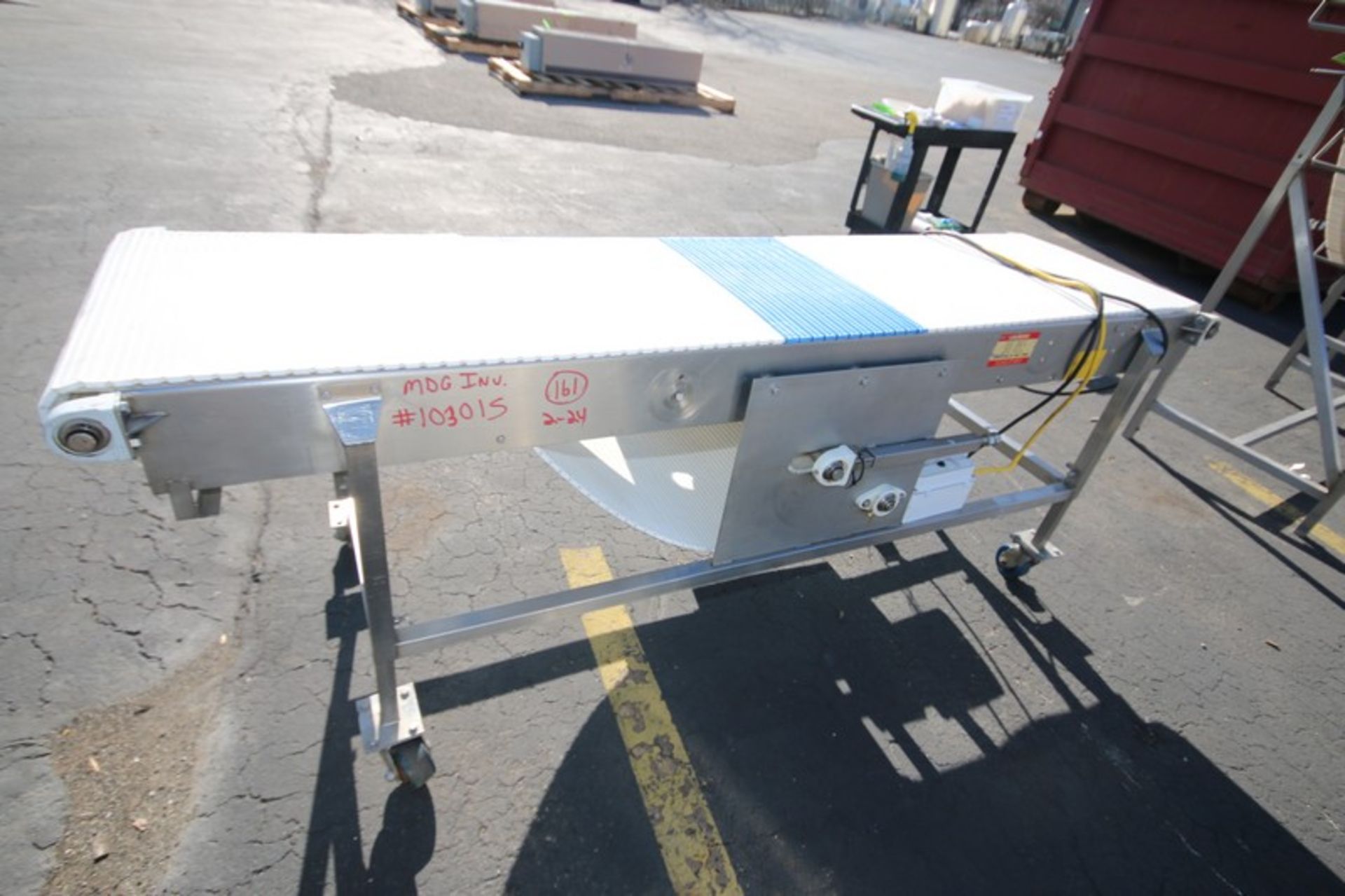 Laughlin Corp / Dawn 92" L x 33" H S/S Portable Belt Conveyor with 22" W Intralox Type Plastic Belt, - Image 3 of 7