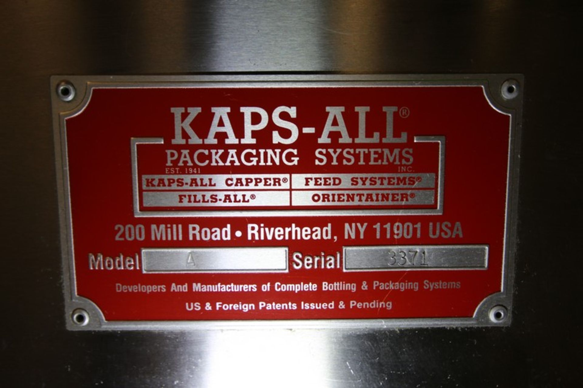 Kaps - All In Line S/S Capper, Model A, SN 3371, with 6 - Heads, 4" W Infeed/Outfeed Conveyor & - Image 13 of 14