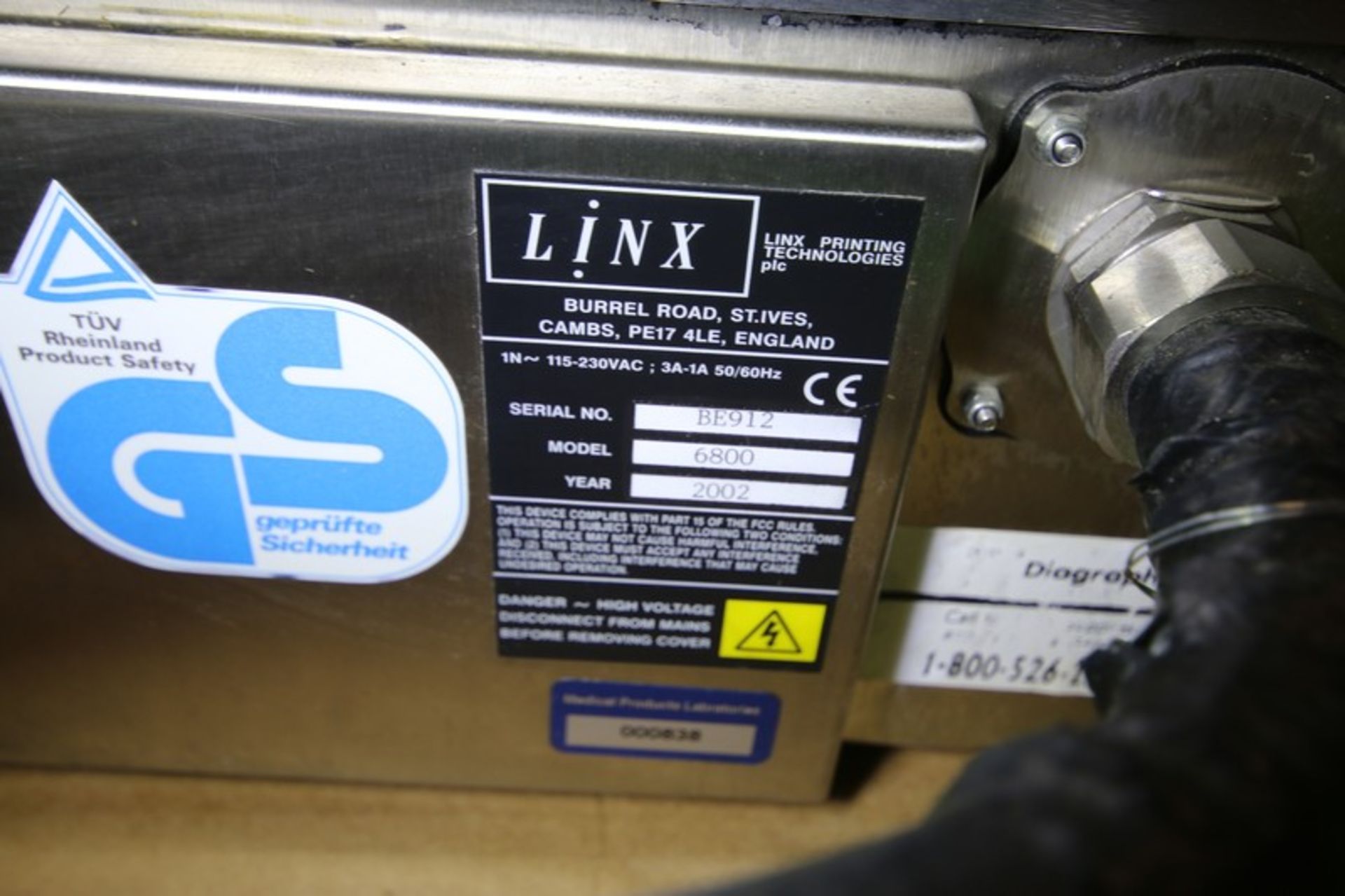 Linx Ink Jet Coder, Model 6800, SN BE912, with (1) Head (INV#101621) (Located @ the MDG Auction - Image 3 of 3