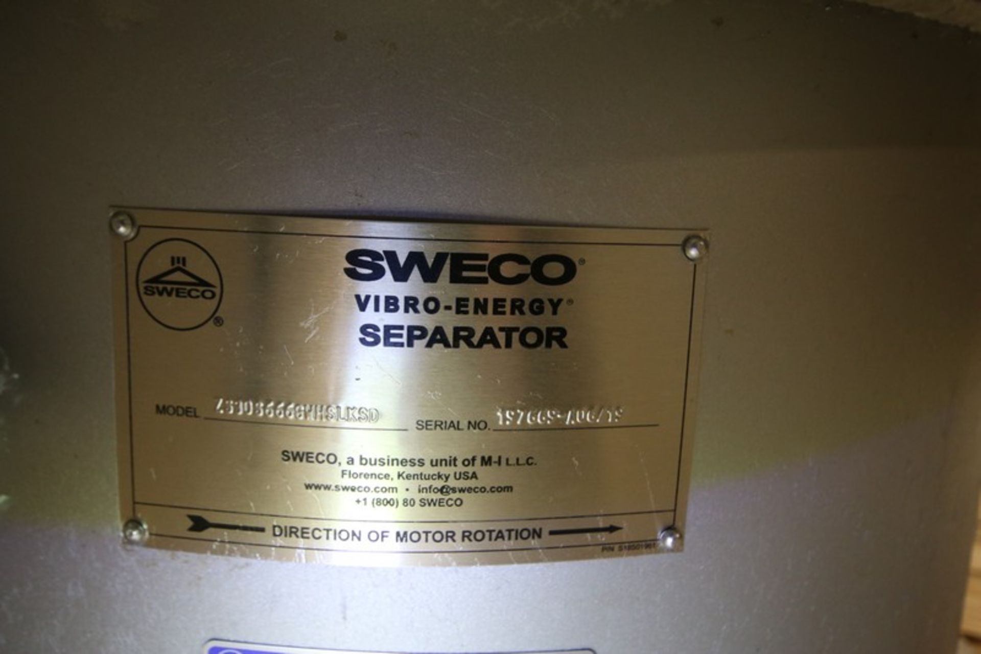 Sweco 30" Vibro-Energy S/S Deck Separator, Model ZS30S666WHSLKSD, SN 197669-A06/19, 0.5 hp / 1755 - Bild 6 aus 8