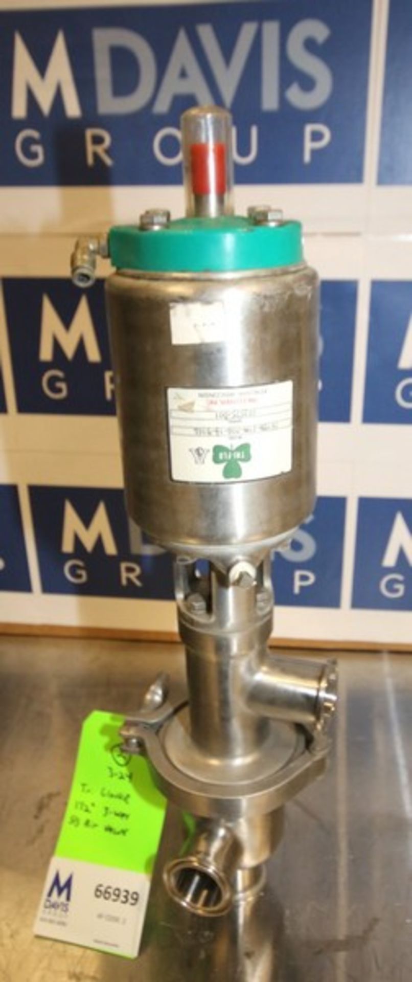 Tri Clover 1.5" 2-Way Long Stem S/S Air Valve, Model 761TR-21M-20S- 1 1/2 - 316L, SN223575-001,