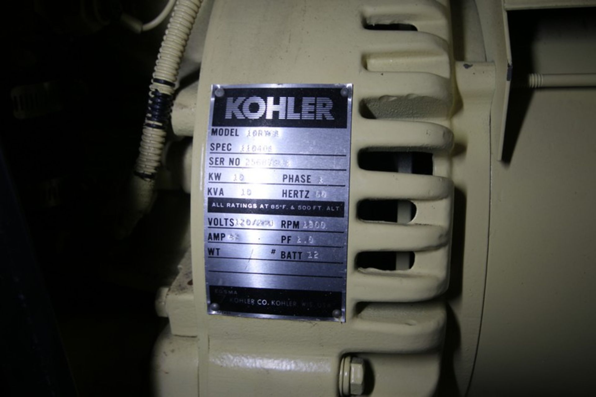 Kohler 10 KVA Gas Portable Generator, Model 10RY61, SN 25687103, with Ford 4 Cylinder Gas Engine, - Image 11 of 11