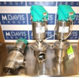 Lot of (3) Tri Clover 3" 2-Way S/S Air Valves, Model 761TR-10M-295-3-316L-38-4, SN 351586-03 &