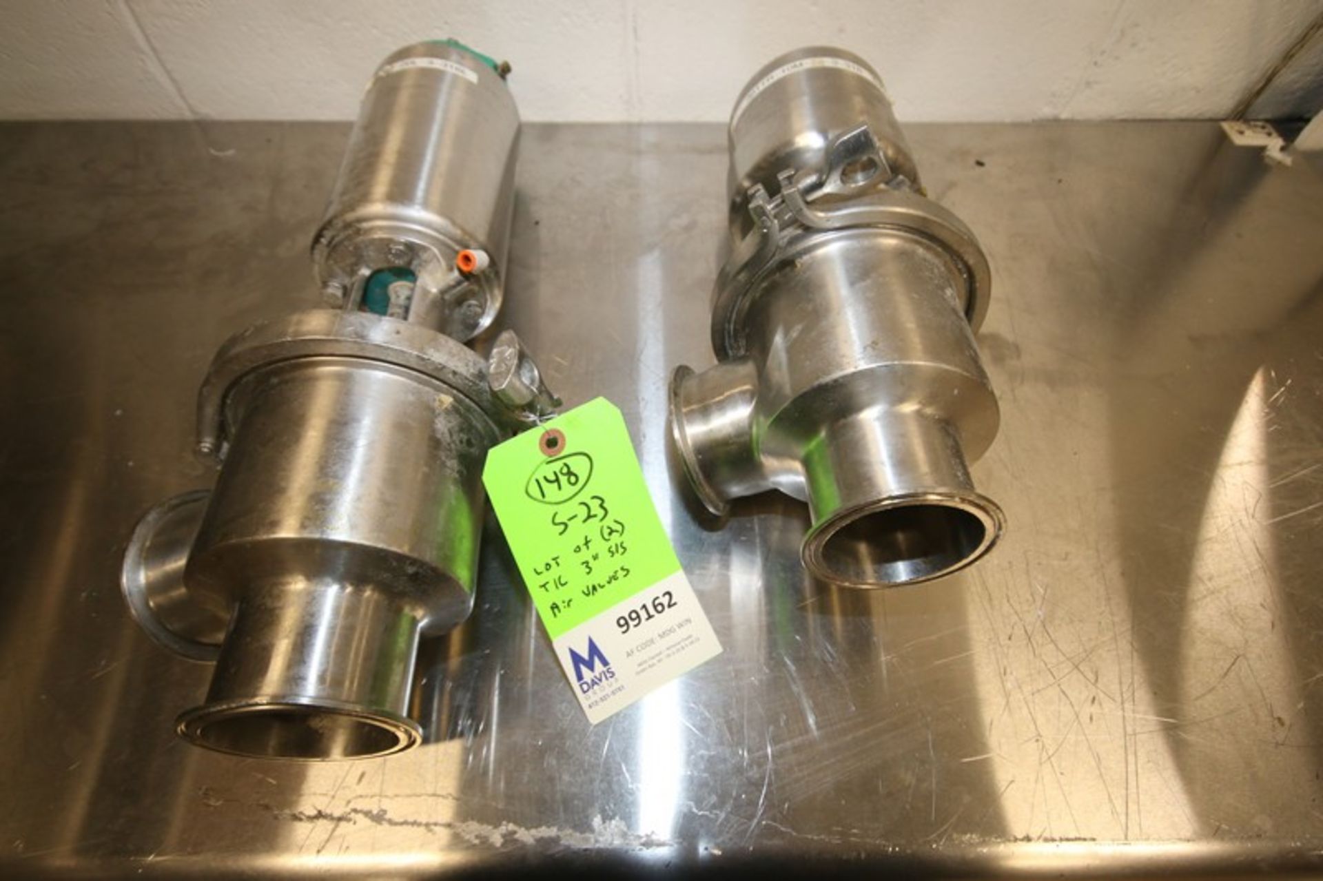 Lot of (2) Tri Clover 3" 2 - Way S/S Air Valves, Clamp Type, Model 361 761 (INV#99162) (Located @