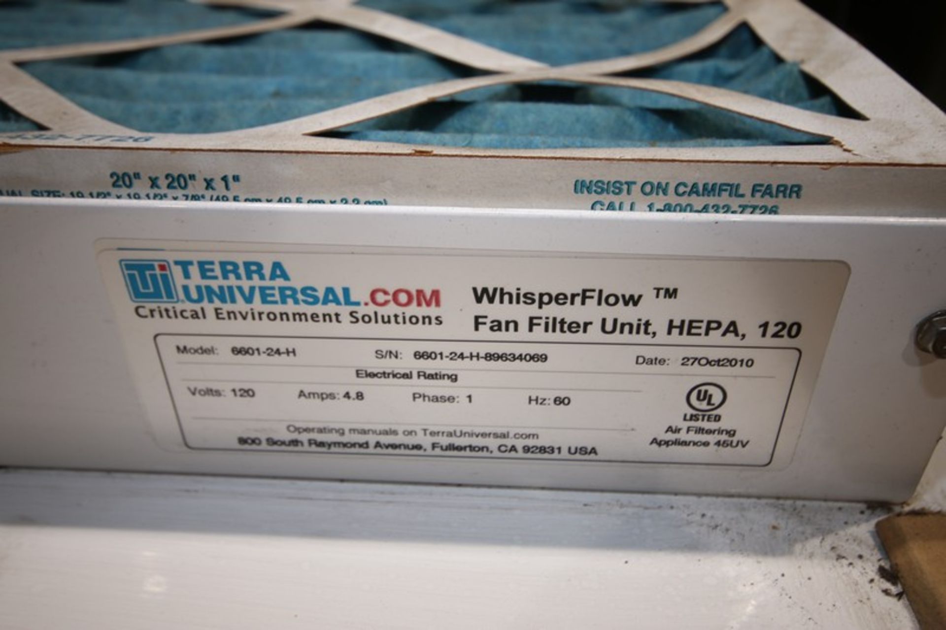 Terra Universal / Critical Environment Solutions HEPA Filtration System with (6) WhisperFlow 48" x - Image 7 of 12