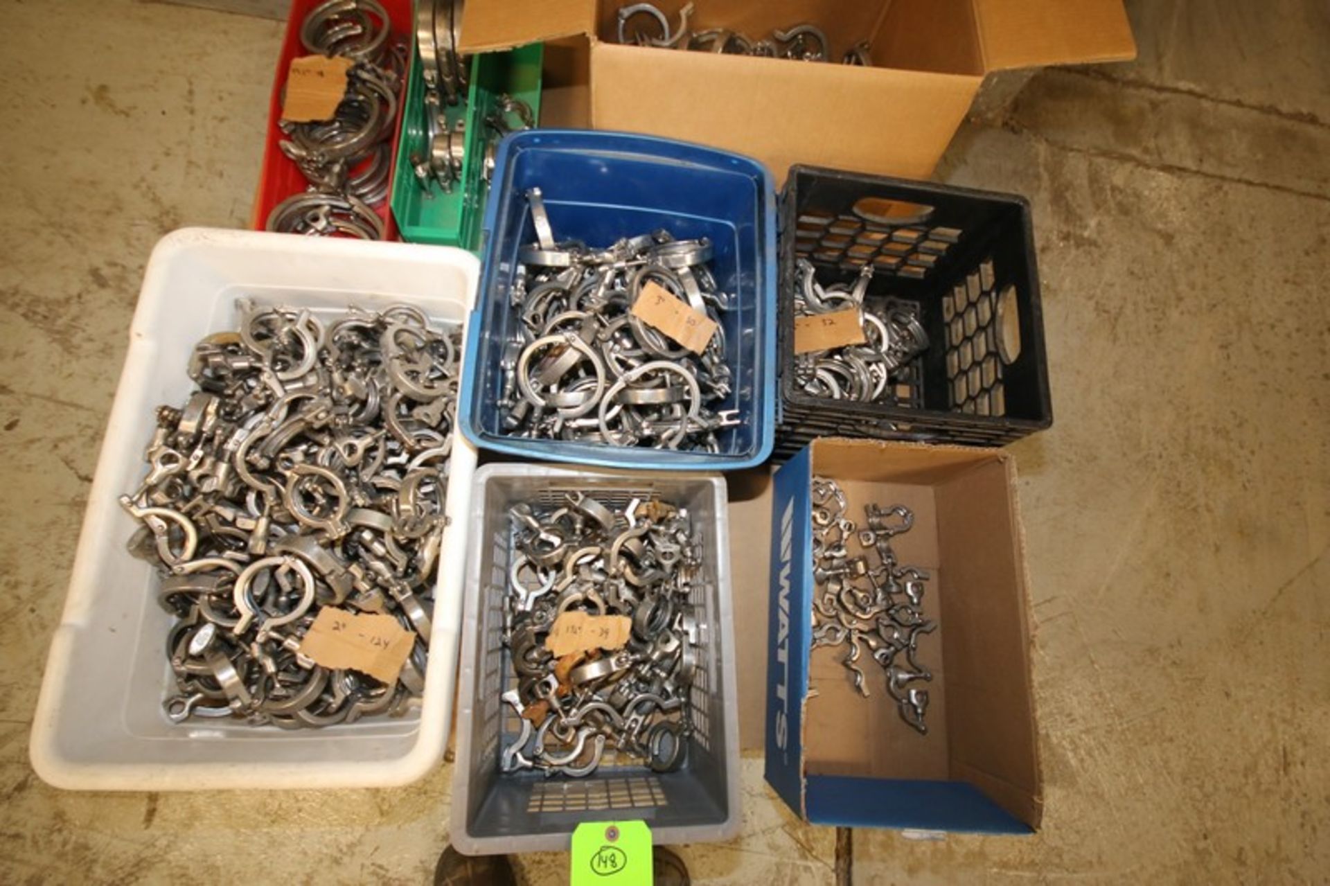 Aprox. 300 - 1", 1.5", 2.5", 3" & 4" Assorted S/S Clamps, Includes a Box Broke or Missing Parts - Image 2 of 3