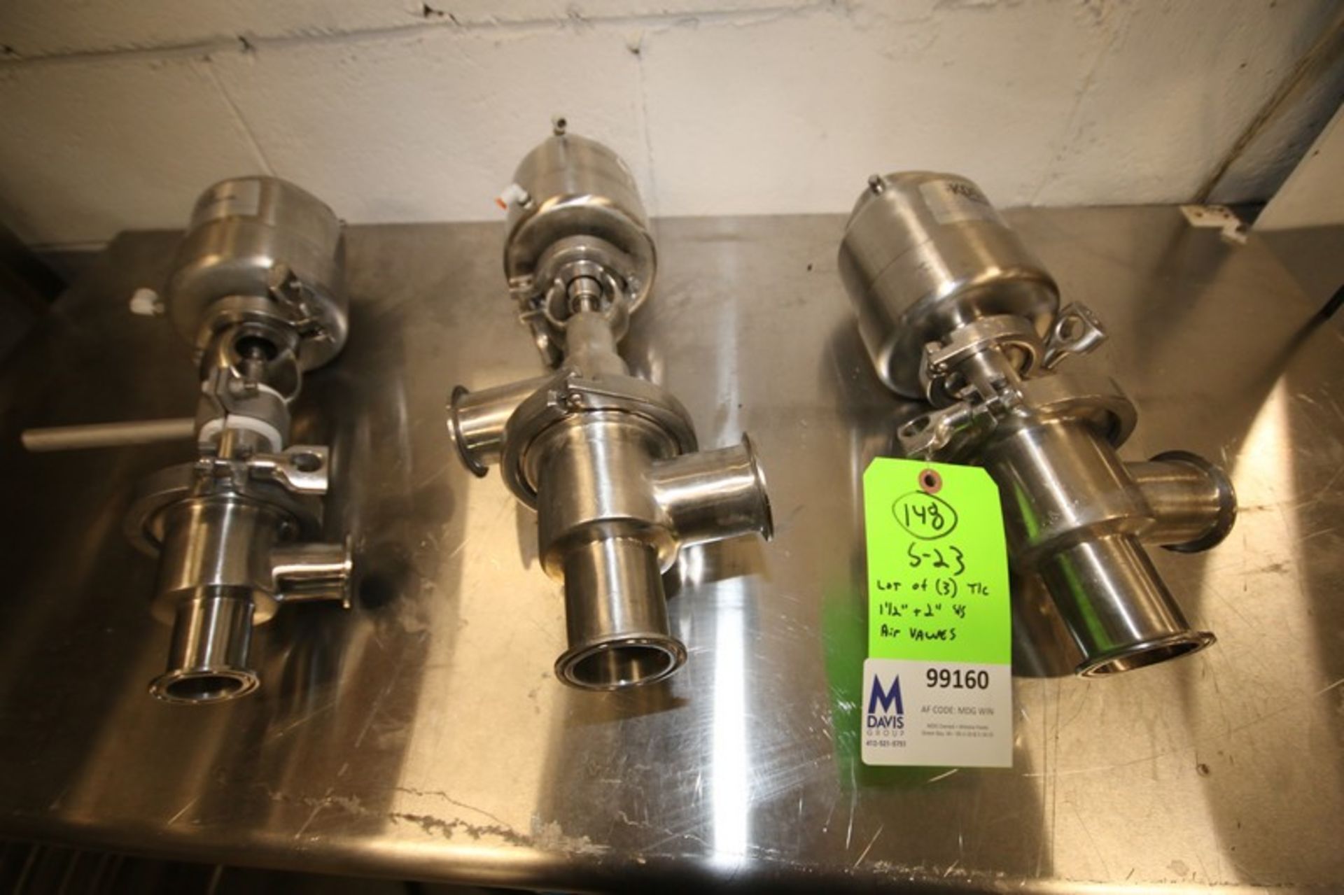 Lot of (3) Tri Clover 1.5" & 2" - 2 & 3 - Way S/S Air Valves, Clamp Type, Model 361 (INV#99160) (