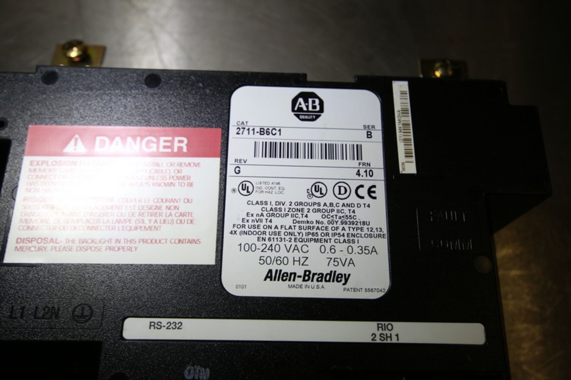 Allen Bradley Panelview 600 Display, Cat. No. 2711-B6C1 Ser B (INV#88427)(Located @ the MDG - Image 3 of 3