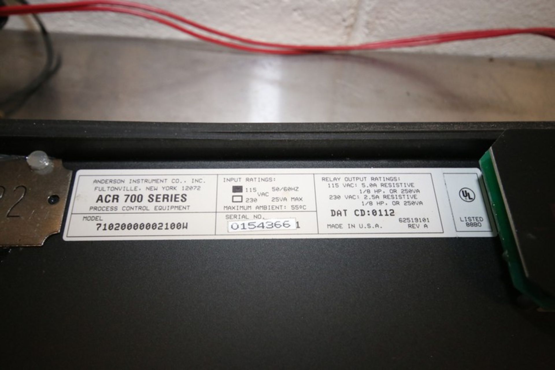 Anderson ACR 700 Series Digital Chart Recorder, Model 71020000002100W, SN 0154366, 115V (INV# - Bild 3 aus 3