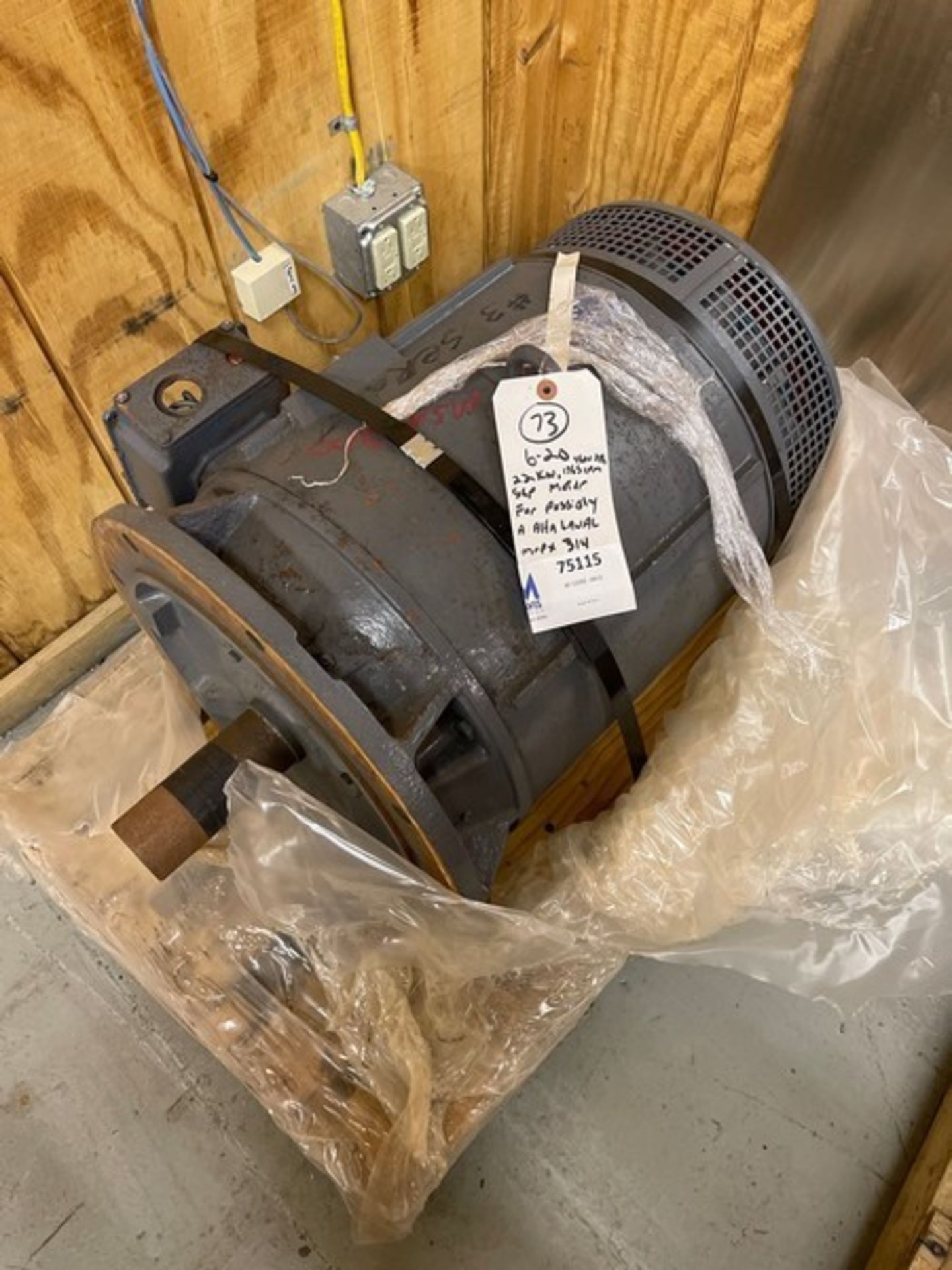 Brook 22 kw, (30 hp), Separator/Centrifuge Motor, 1765 rpm, 460 V 3 Phase, (Possibly for an Alfa