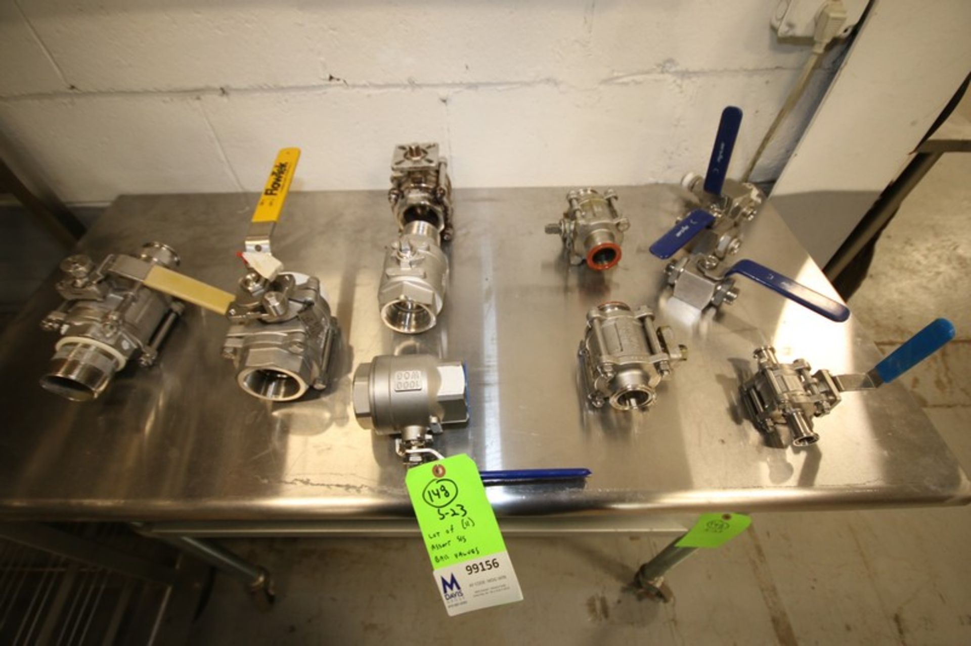 Lot of (11) Assorted S/S Ball Valves, Threaded & Clamp Type, Sizes 1" to 2" (Note: Some Missing