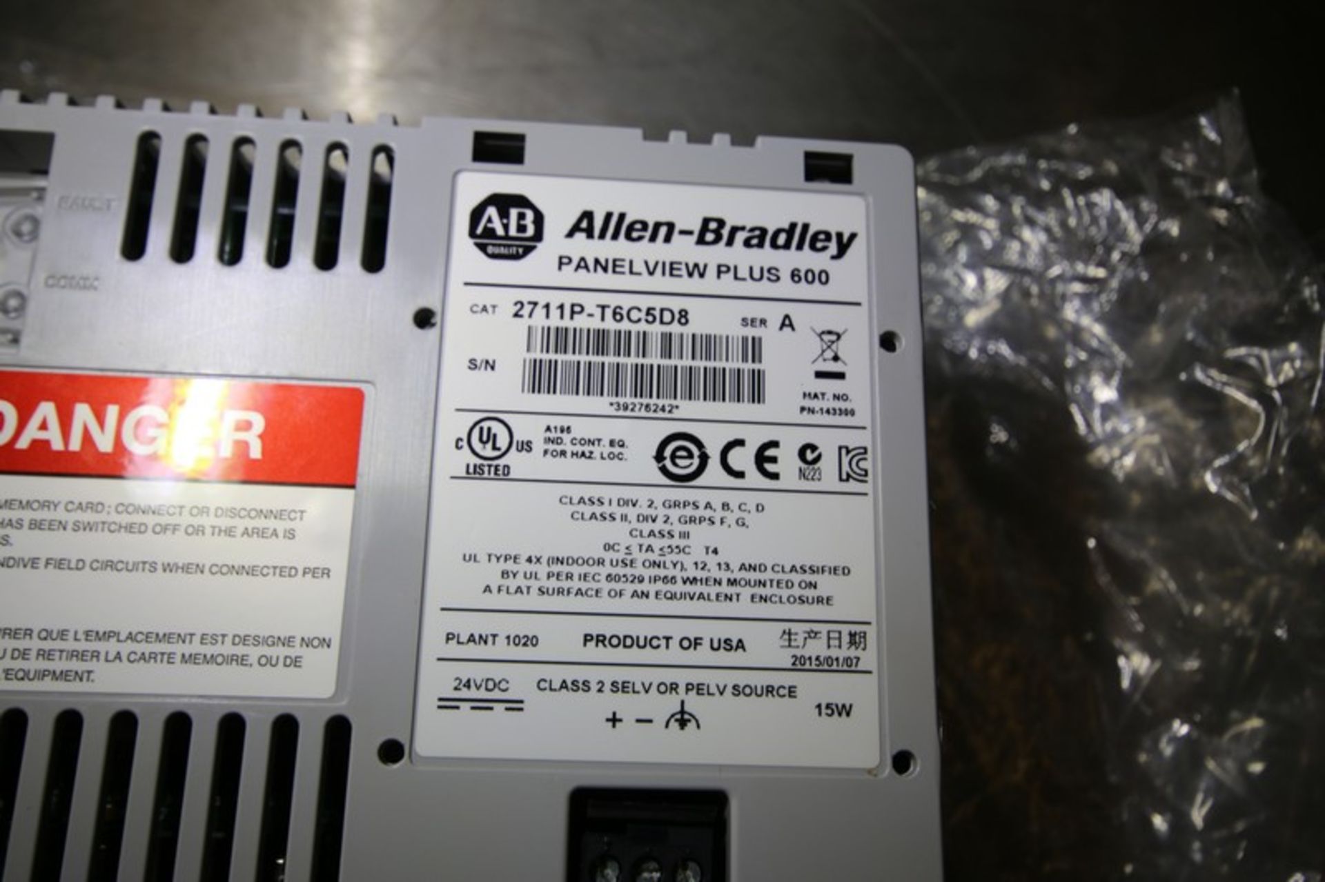 New Allen Bradley 6" Panelview Plus 600, Cat. No. 2711P-T6C5D8 Series A (INV#88425)(Located @ the - Image 3 of 3