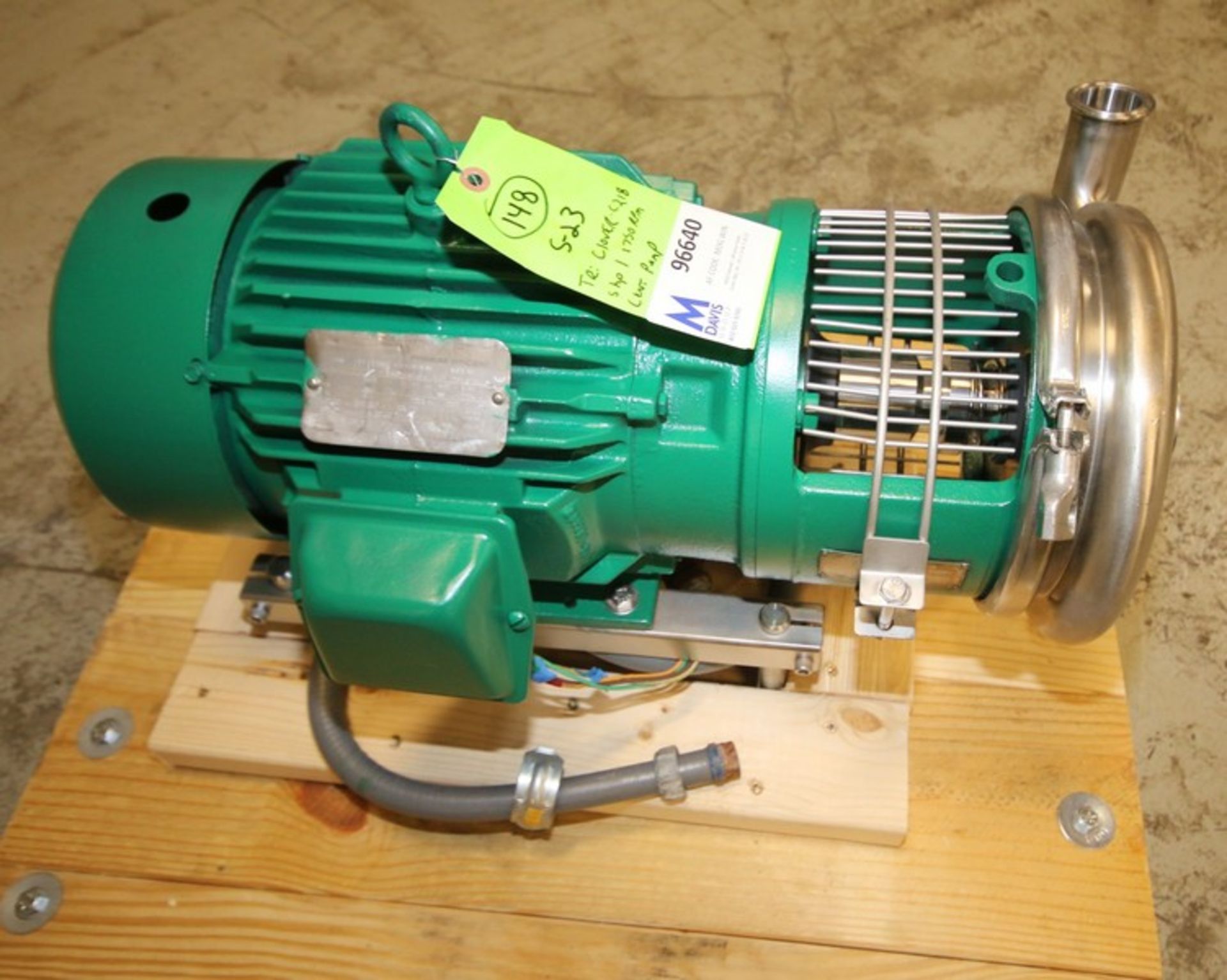 Tri Clover 5 hp Centrifugal Pump, with 2" x 1.5" CT S/S Head, 1750 RPM Motor, 230/460V (INV# - Image 2 of 6