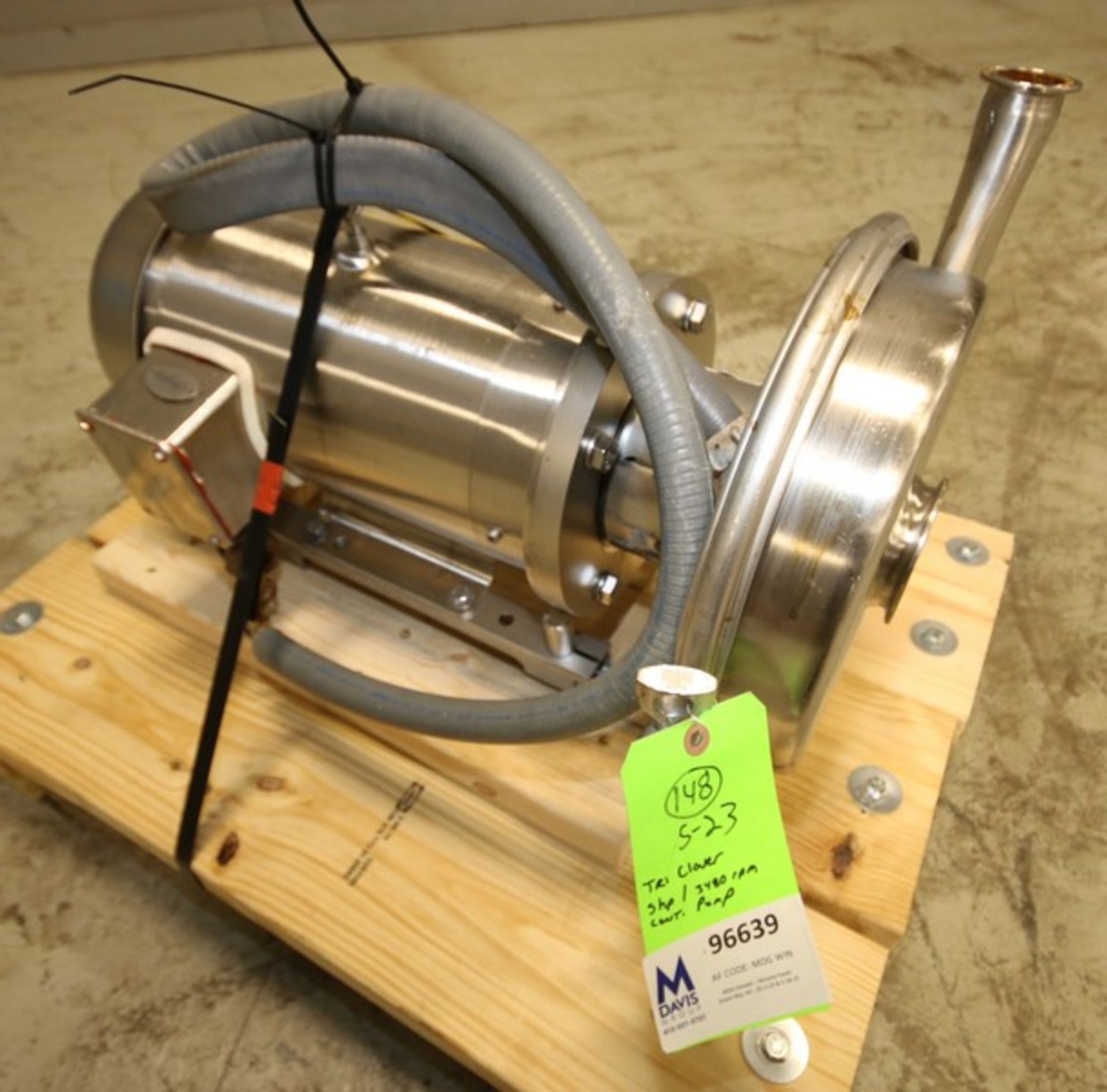 Alfa Laval 5 hp Centrifugal Pump, S/N 776868 with 3" x 1.5" CT S/S Head, Baldor 3480 RPM S/S - Image 2 of 6