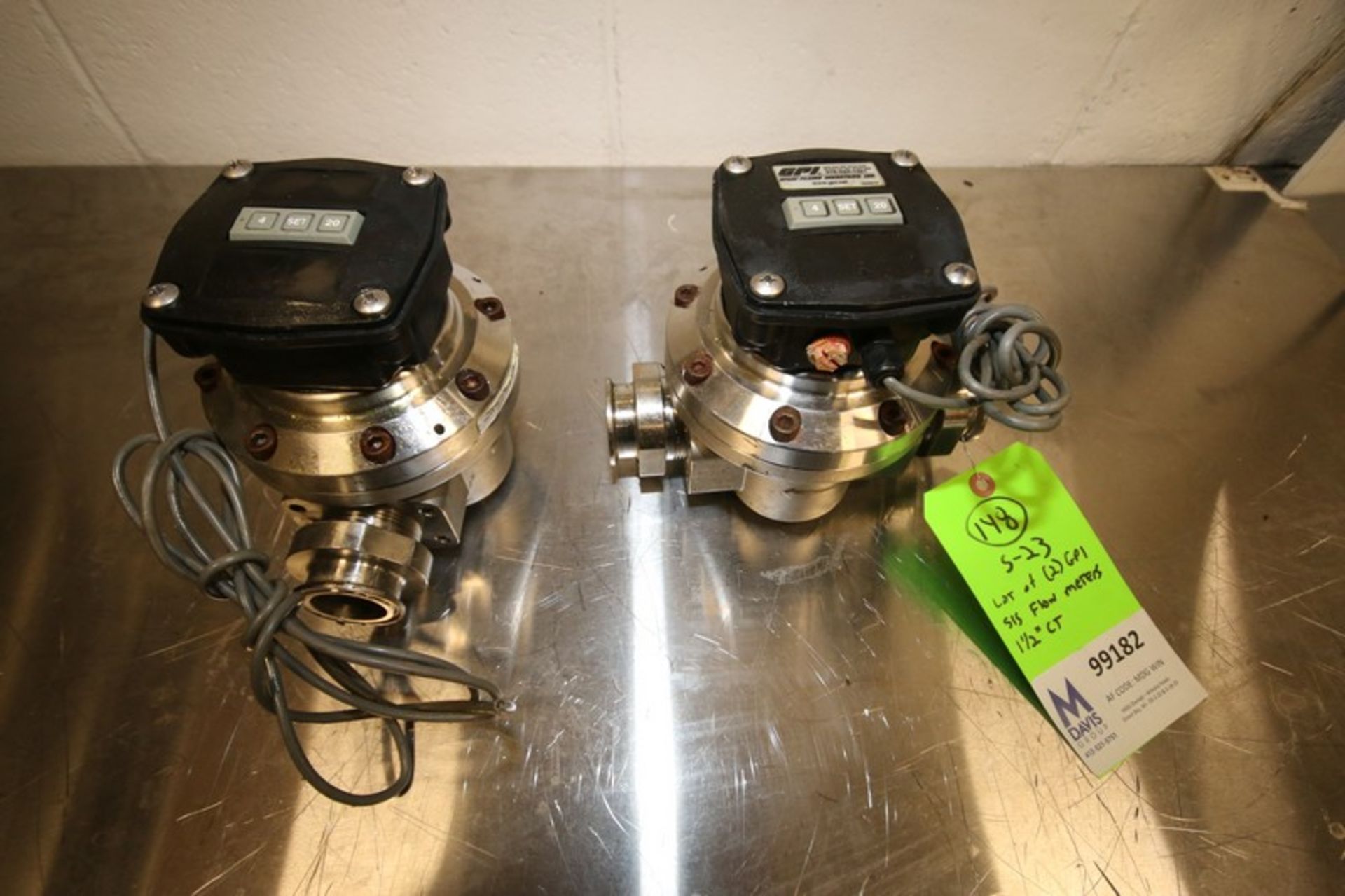 Lot of (2) GPI (Great Plains Industries) S/S Flow Meters, 1.5" Clamp Type, with On Board Digital