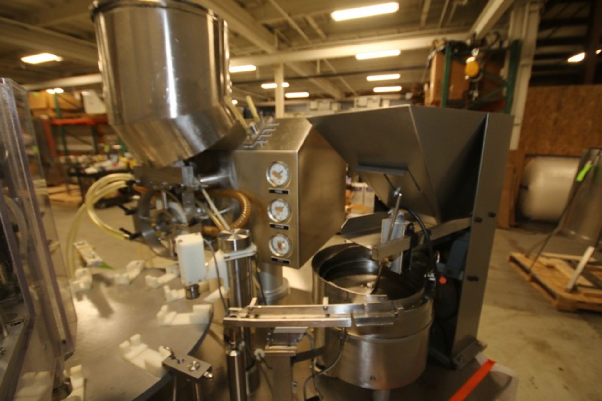 M & O Industries S/S Syringe Filler, Model Monobloc, SN P-216, with 12-Station Turntable, Cap Feeder - Image 5 of 14