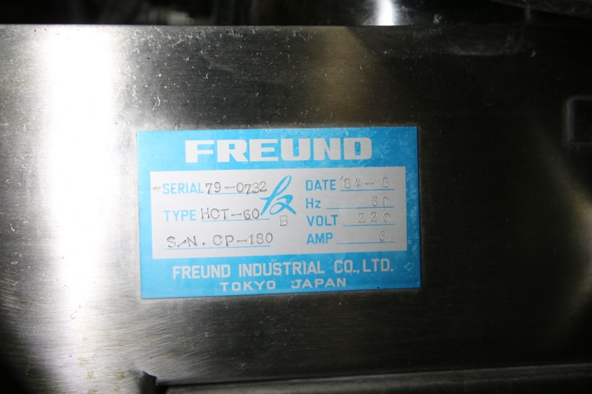 Freund Portable S/S Flow Control Pump, Model PU-GPA, Type NC-CP188B PU-SL1340-A & HCT-60, SN 79- - Image 9 of 9