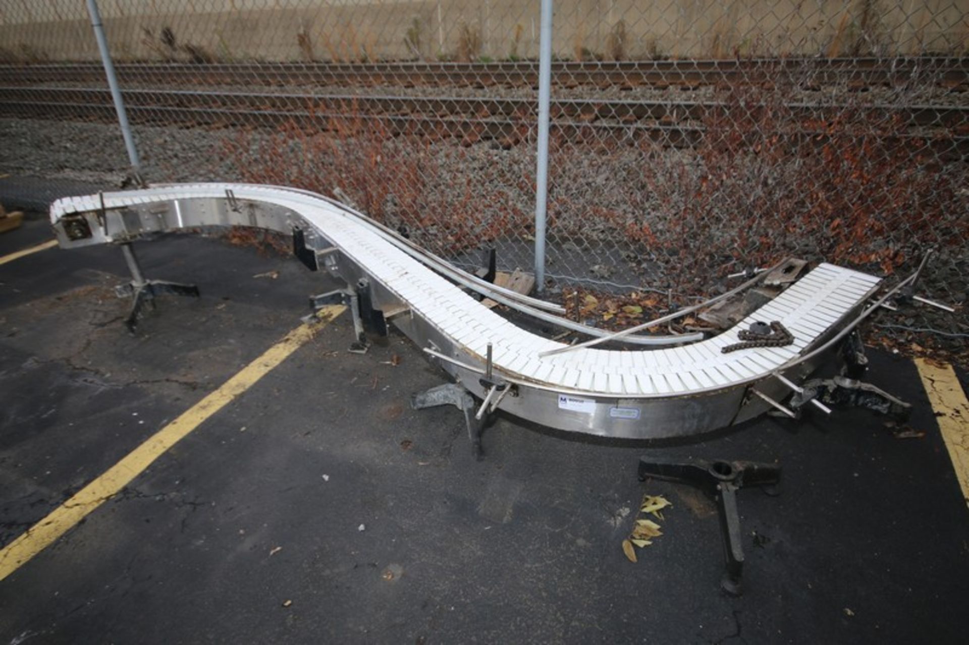 14' L x 7.5" W x 24" W S/S Product Conveyor Section, S Confirmation, with Plastic Chain, (Note: