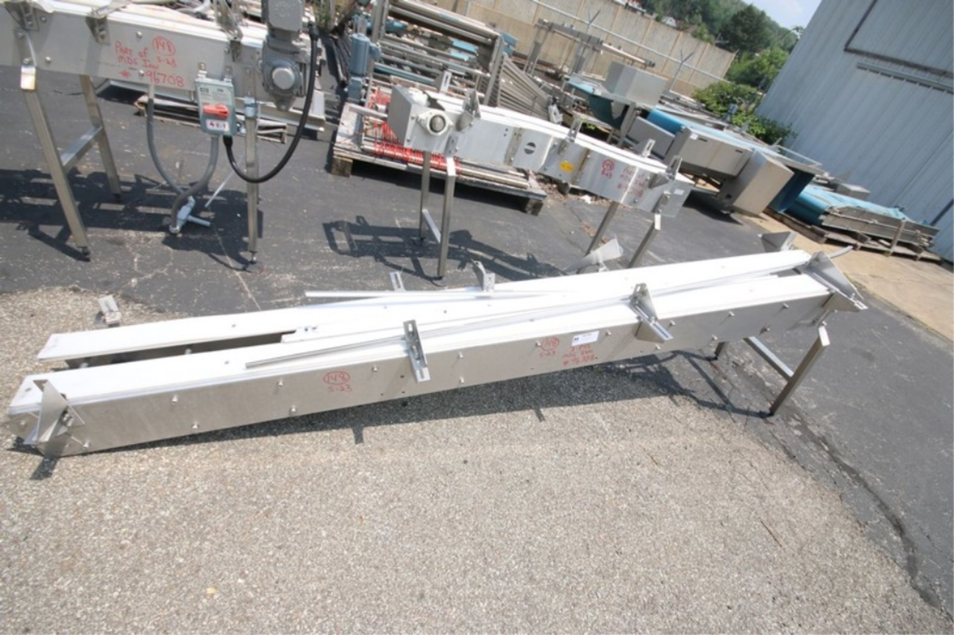 Lot of (3) Sect of 12" S/S Product Conveyor Sections, Includes (1) 64" L S - Bend, (1) 90" L - Image 2 of 4