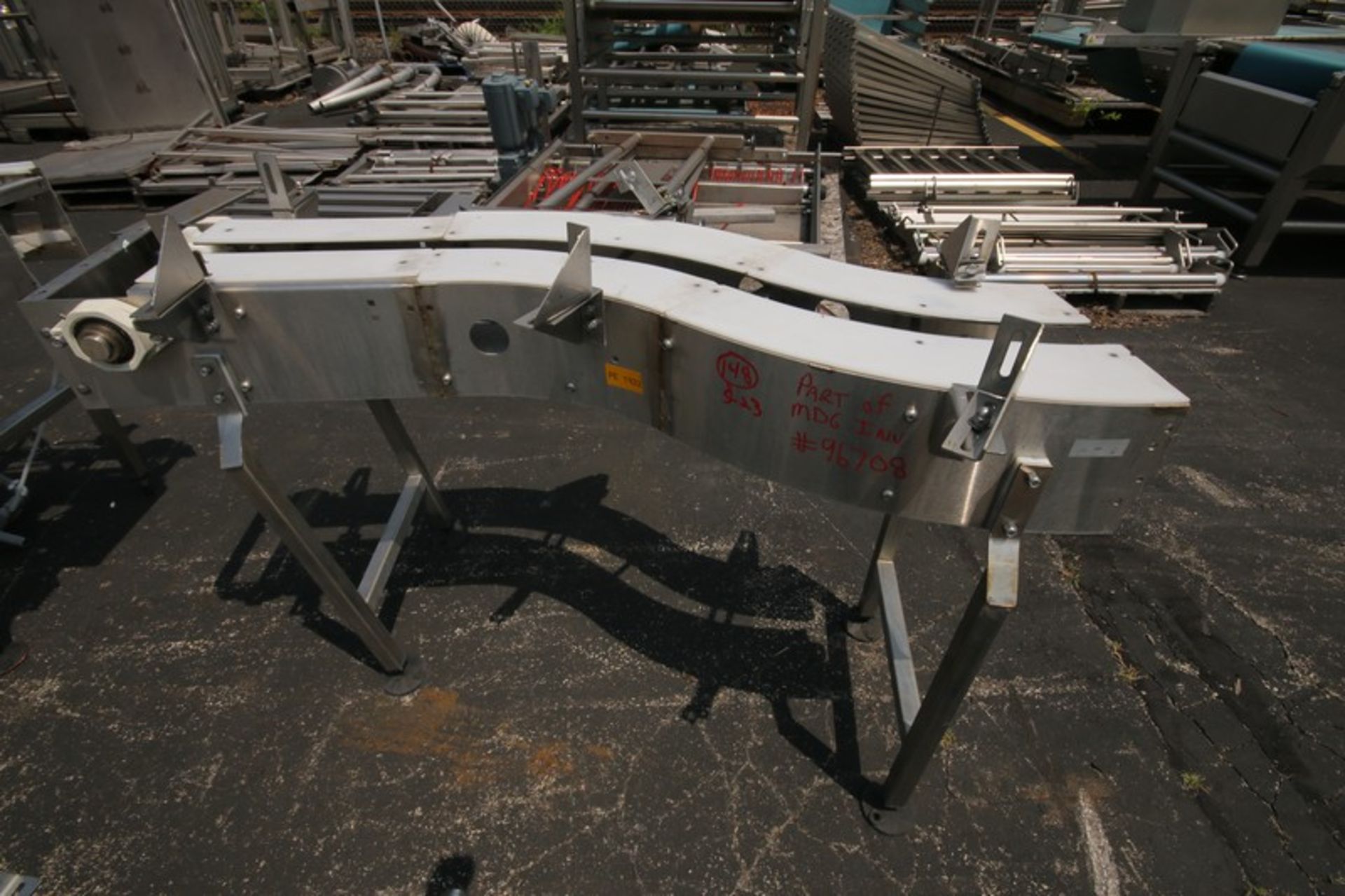 Lot of (3) Sect of 12" S/S Product Conveyor Sections, Includes (1) 64" L S - Bend, (1) 90" L - Image 3 of 4