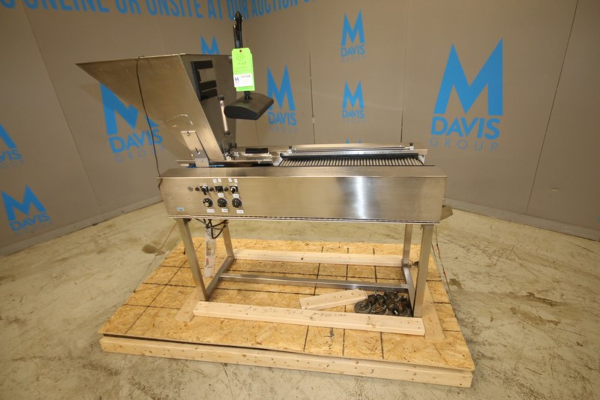 Aprox. 52" W x 23" W x 34" H Tablet Roller / Inspection / Feeder Station, with 7.75" W Roller