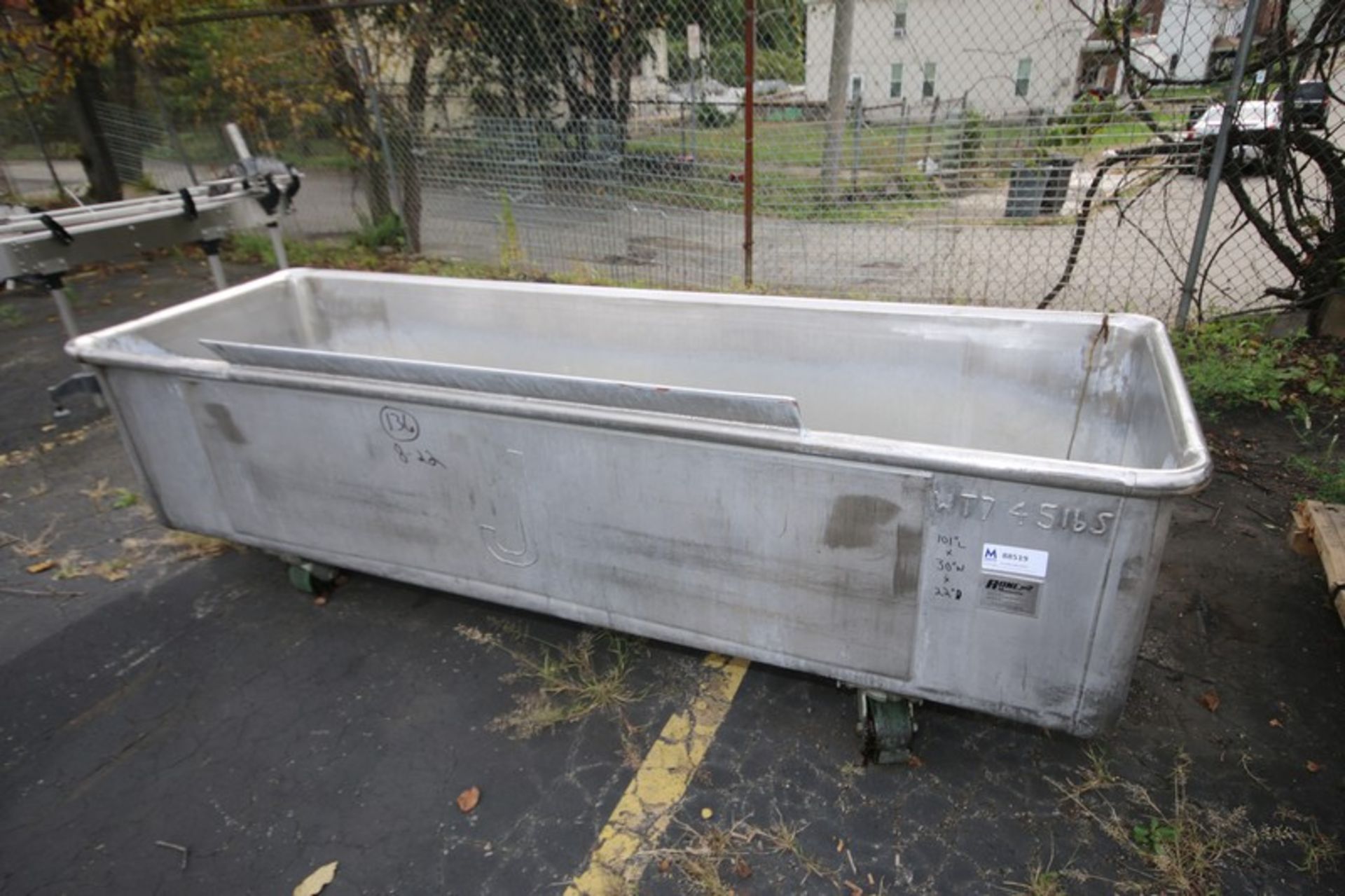 A-One Manufacturing, 101" L x 30" W x 22" D, Portable S/S Trough, Model 22-DT-001, SN 25967-1 (INV#