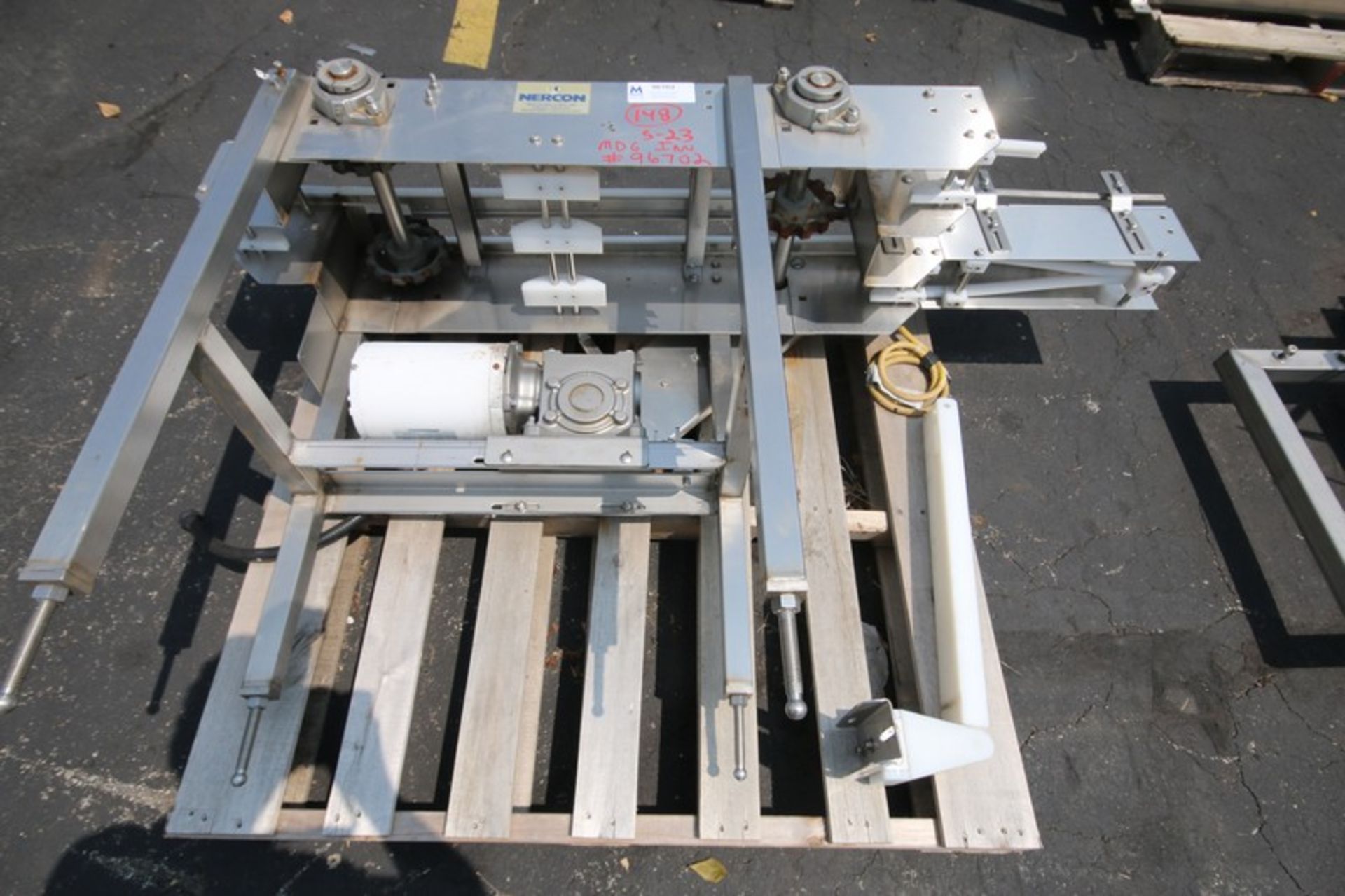 Nercon Aprox. 66" L x 4.5" to 10" W x 36" H S/S Product Conveyor Combiner, with Drive Motor) (INV#
