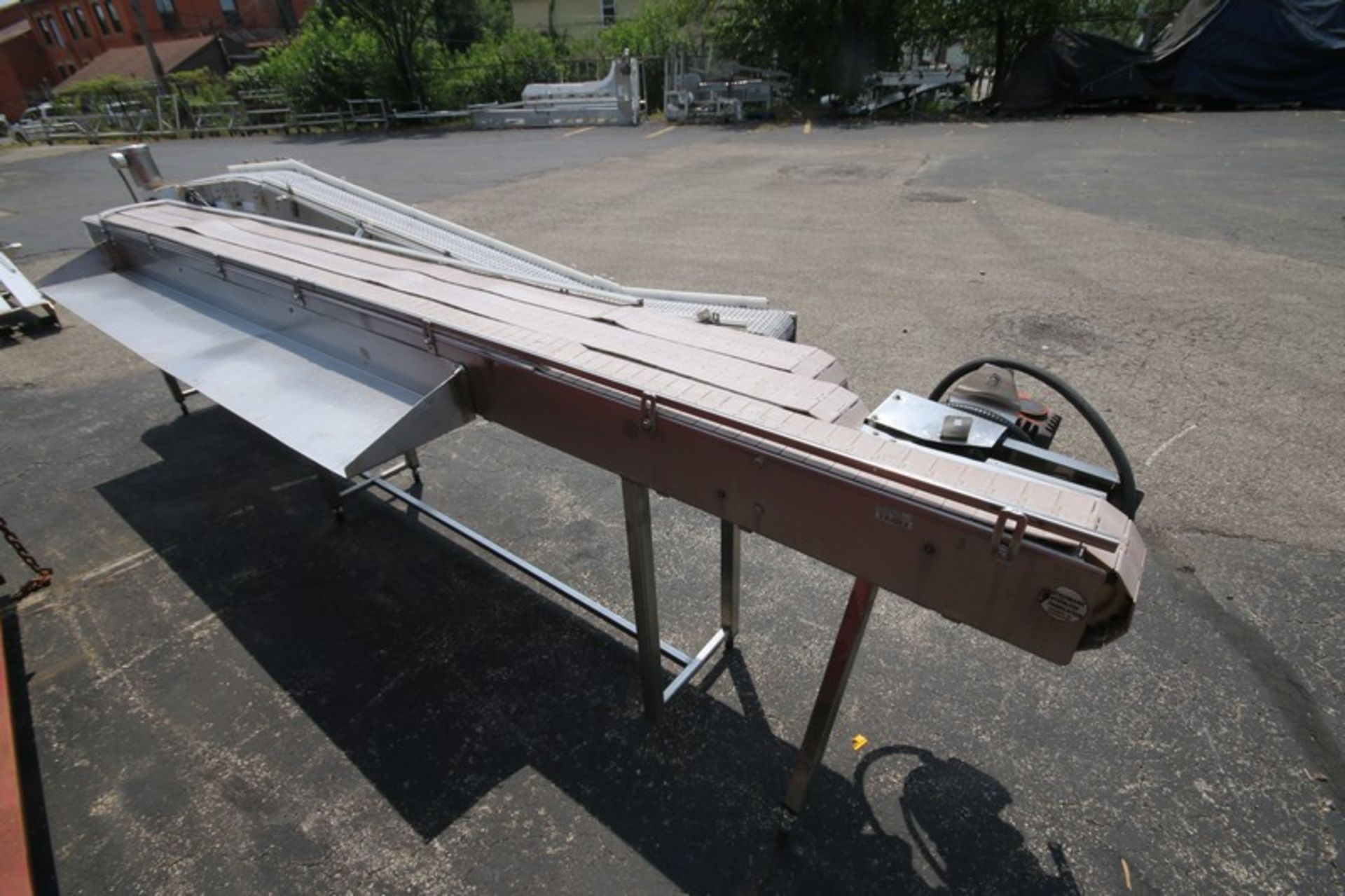 Aprox. 13' L x 37" H S/S Product Conveyor / Pack off Table with 14" W @ 3 Section Rex Type Plastic - Image 5 of 5