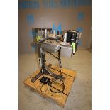 XPak Roll Fed Labeler, Model XP-A8200, SN SX052010, 115V, Mounted on Stand with Top Mounted Sato M-