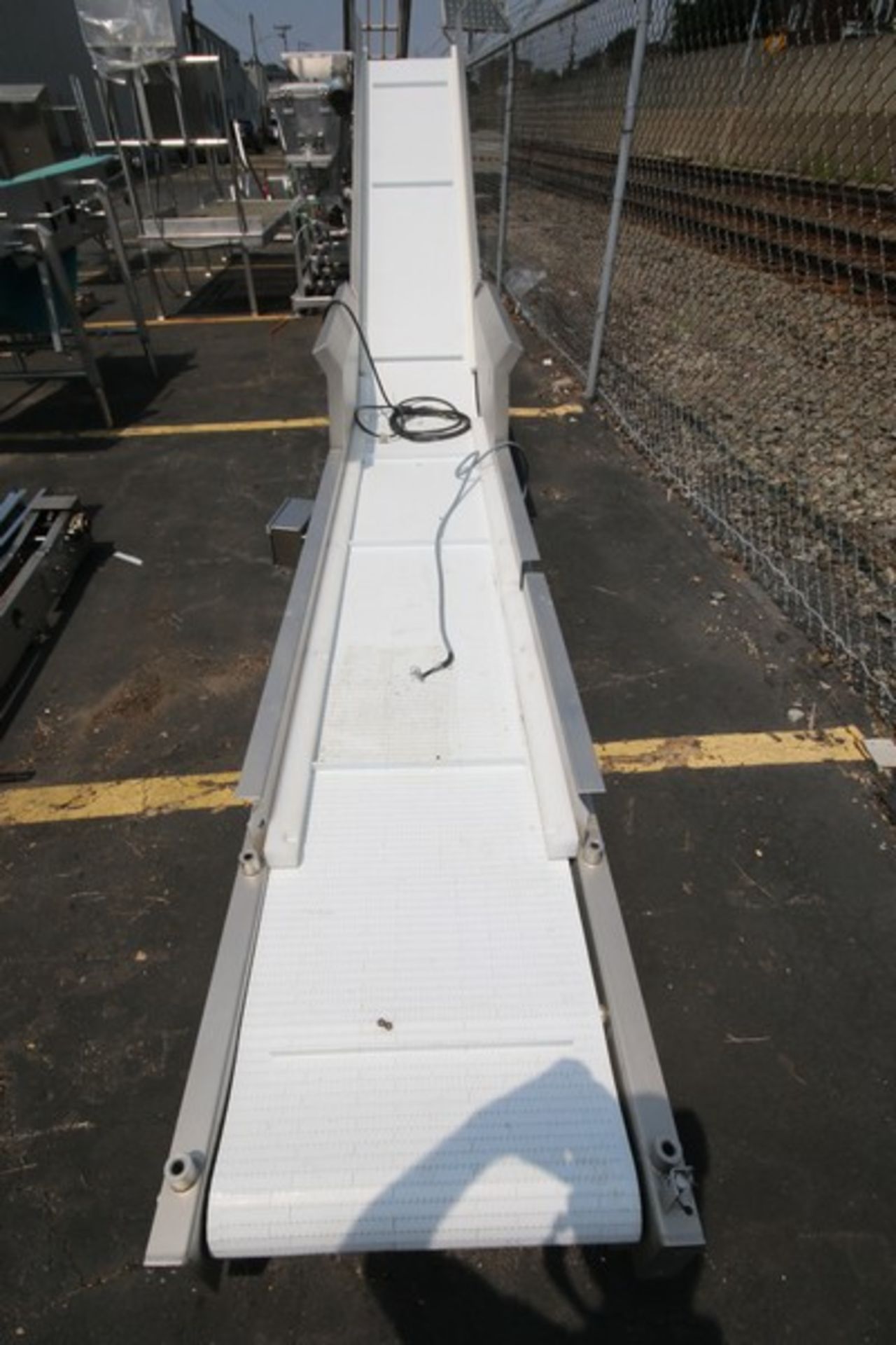 Aprox. 18' 5" L x 11.5" H to 63" H S/S Inclined Conveyor System with 21" W Intralox Type Plastic - Image 2 of 6