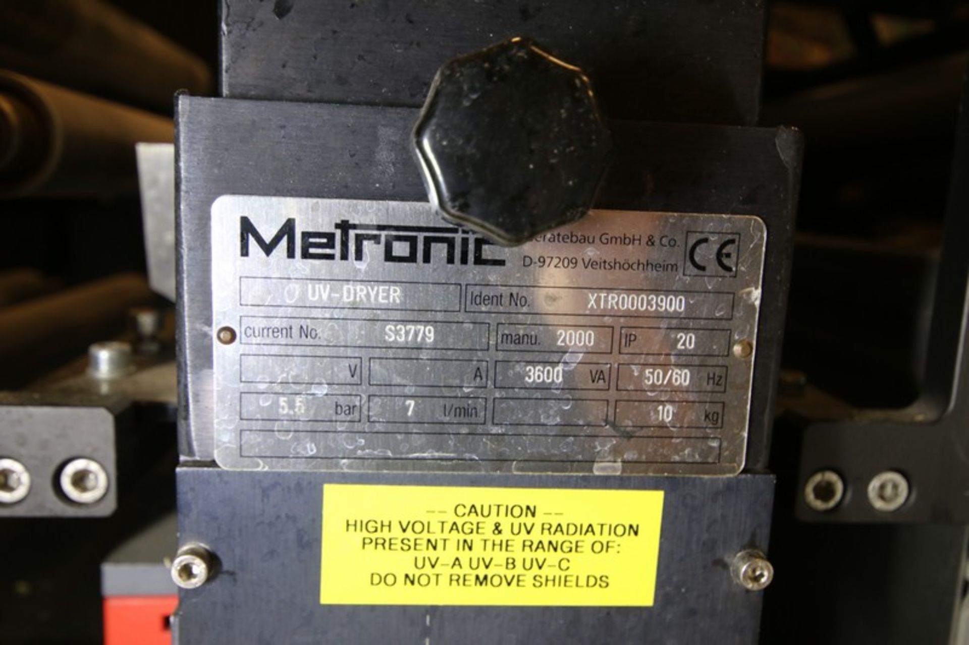 Metronic inPrint 310 UV Printer, 12" W, ID# MF831018-S018-02, with UV Dryer ID #XTR0003900, 208V, - Image 7 of 8