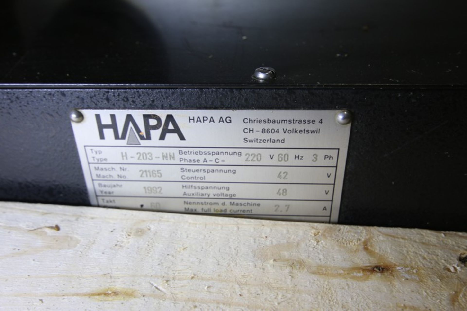 Hapmatic Printer, Type H-203-NN, SN 21165, 220V, (For Blister Packaging) (INV#101606) (Located @ the - Image 5 of 5