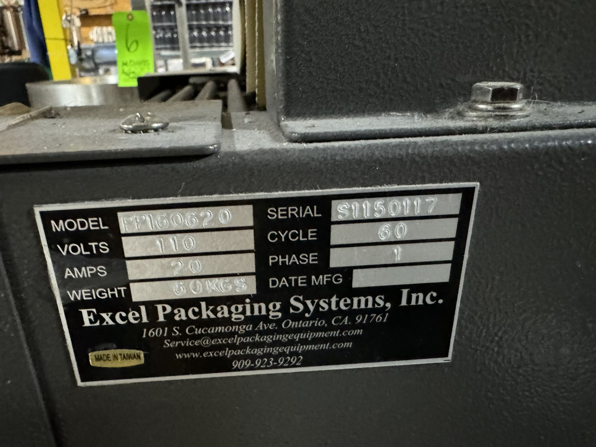 Excel Packaging Systems, Inc. Heat Tunnel, M/N PP160620, S/N S1150117, 110 Volts, 1 Phase, - Bild 3 aus 5