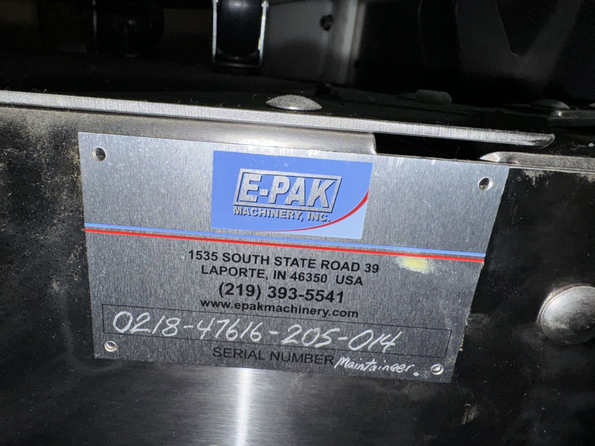 E-PAK S/S Infeed Turn Table, with Aprox. 40” Dia. Turn Table, S/N 0218-47616-205-014, Mounted on S/S - Image 4 of 4