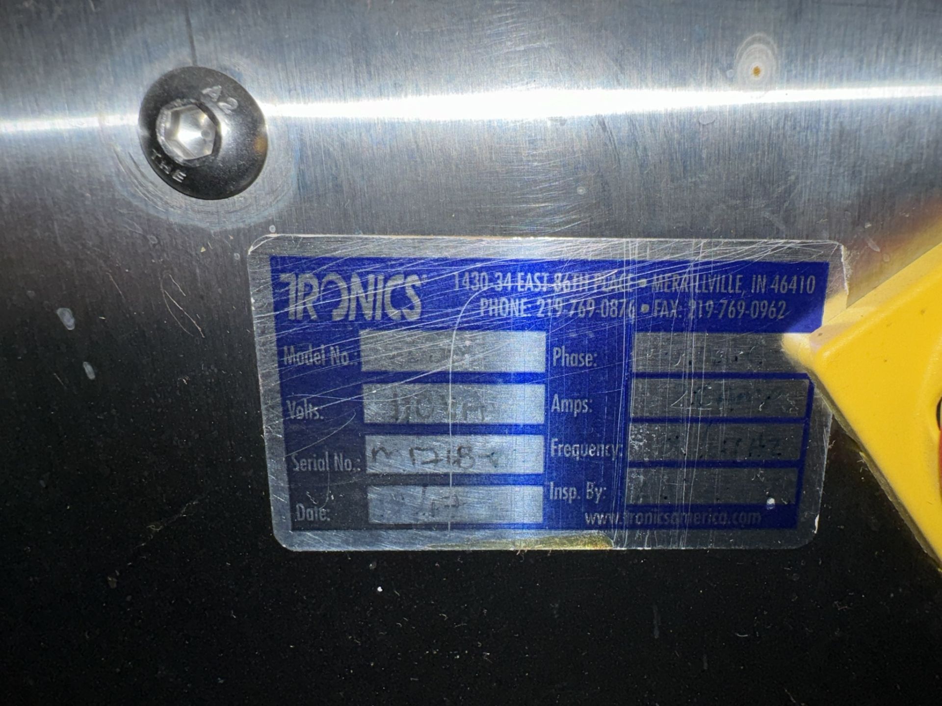 2018 Tronics Labeler, S/N M1218-022, with Straight Section of Conveyor, with Aprox. 4-1/2” W - Image 9 of 17