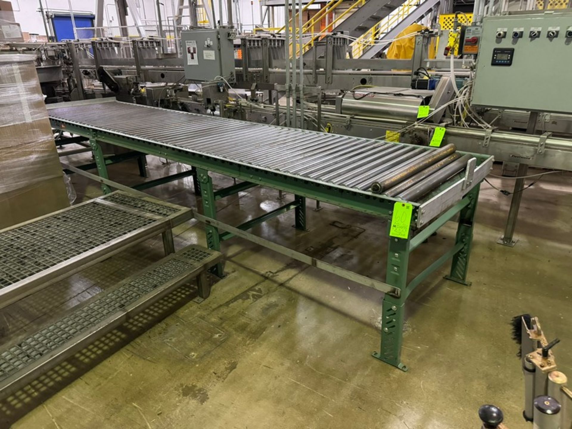 Roach Straight Section of Roller Conveyor, Aprox. 15 ft. L with Aprox. 38” W Rolls, Bed of Rolls