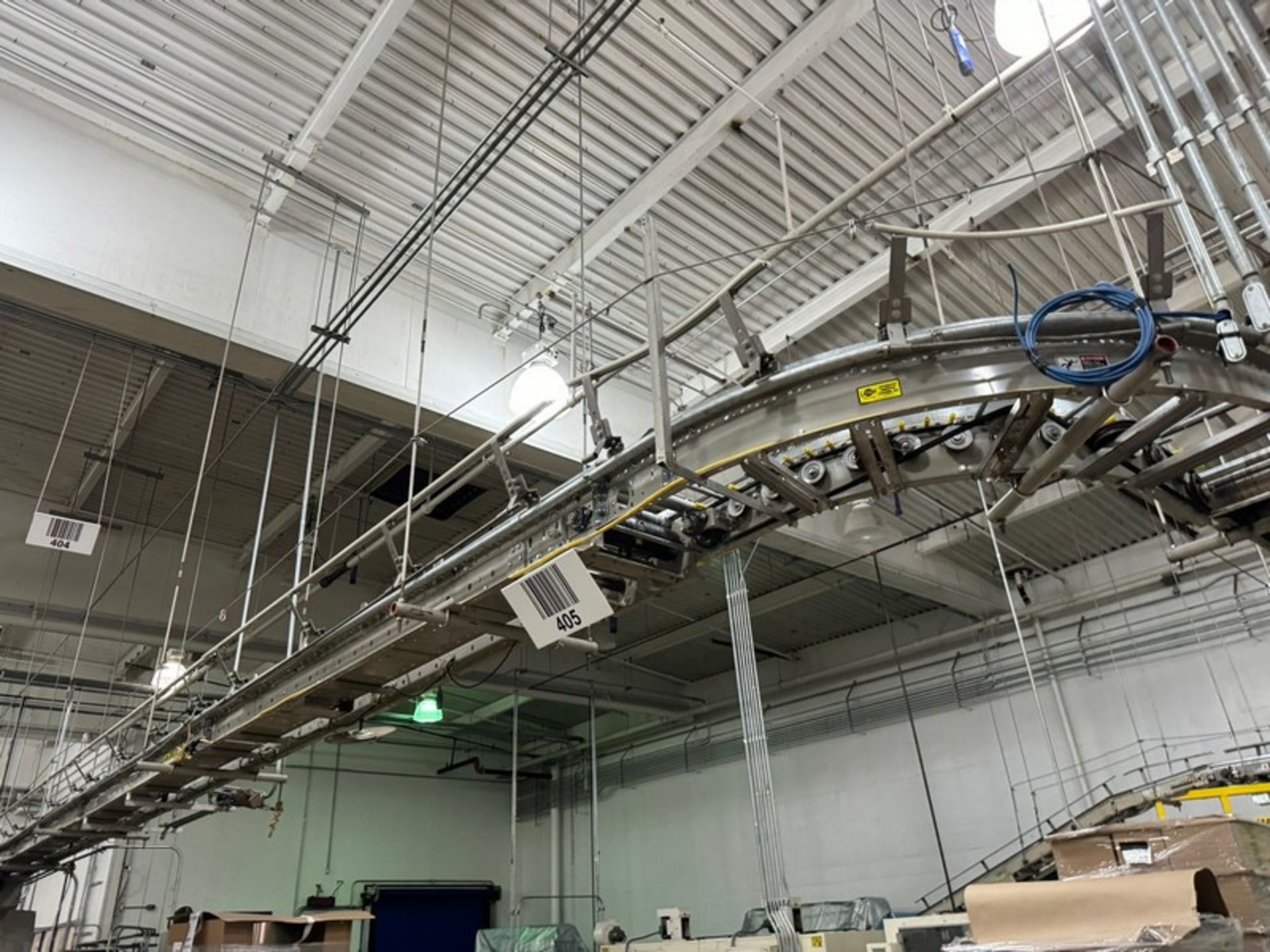 ACS Overhead Roller Conveyor, Total Length: Aprox. (NOTE: ARPAC to Palletizer) (LOCATED IN - Image 12 of 16
