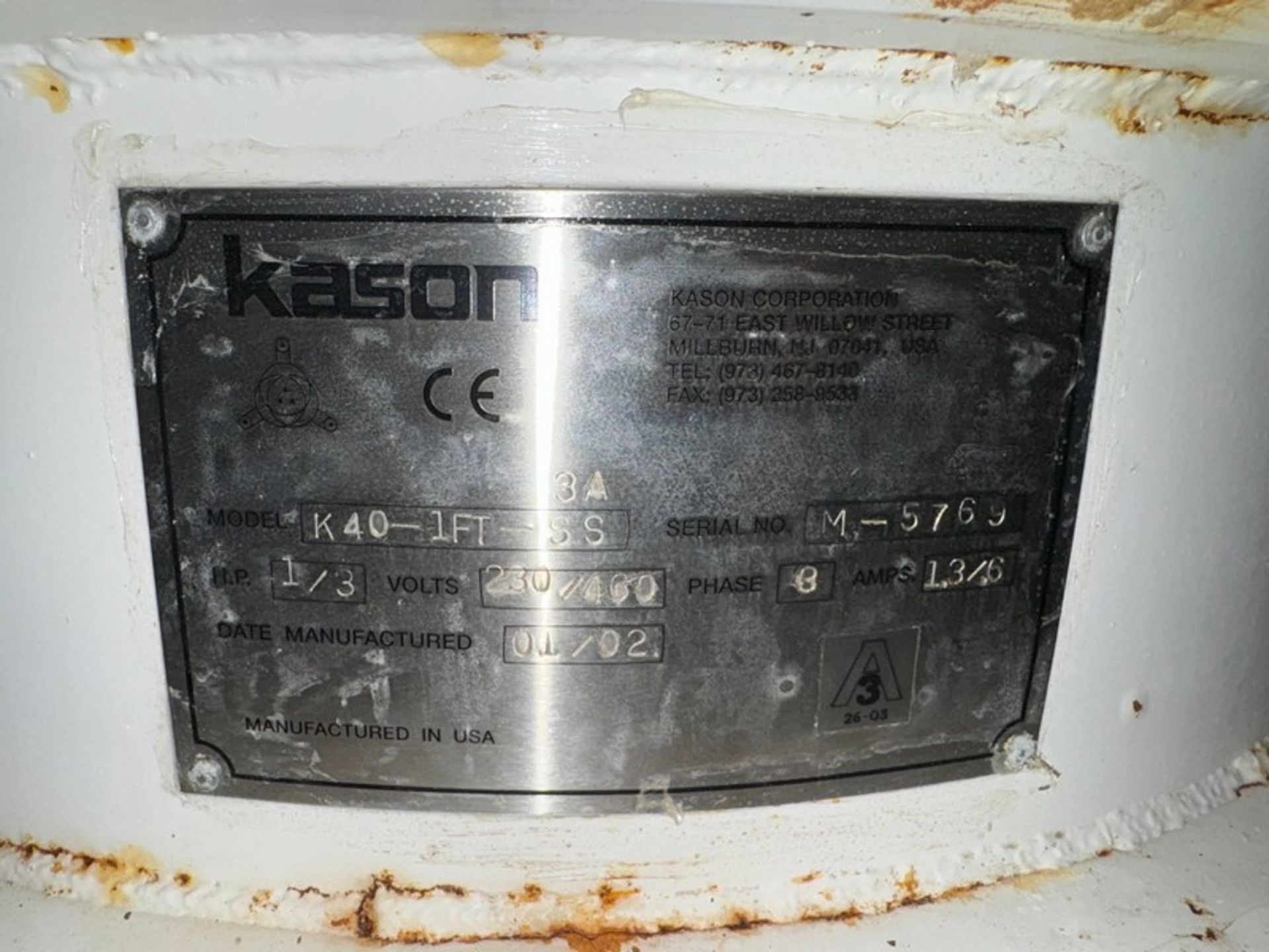 Kason Sifter, M/N K40-1FT-SS (NOTE: Missing Some Parts), Includes MAC Equipment Inc. S/S Bag - Image 7 of 8