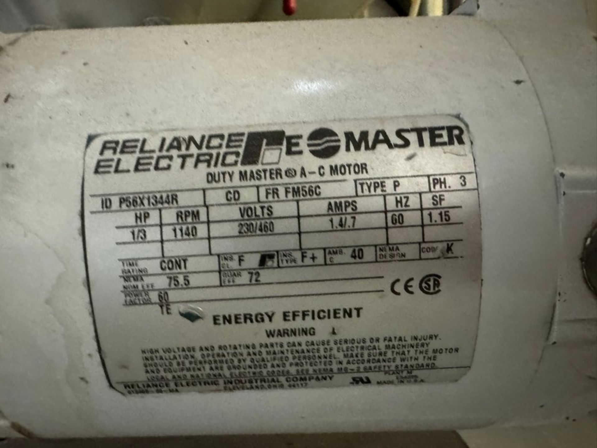 MetalCraft Inc. Rotary Air Lock Valve, M/N 1100900, S/N 37655-2, with Reliance 1/3 hp Motor, 1140 - Image 5 of 5